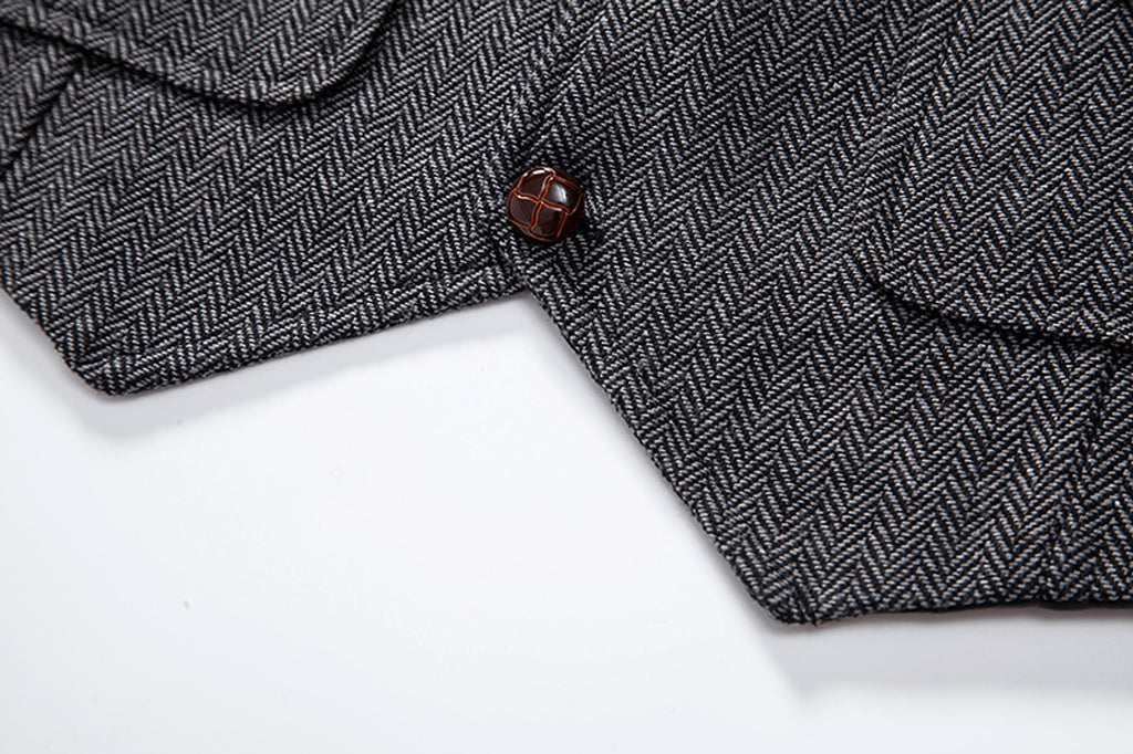 New Retro Herringbone Casual Vest Multi-pocket Tough Guy Vest - enhanced image 7