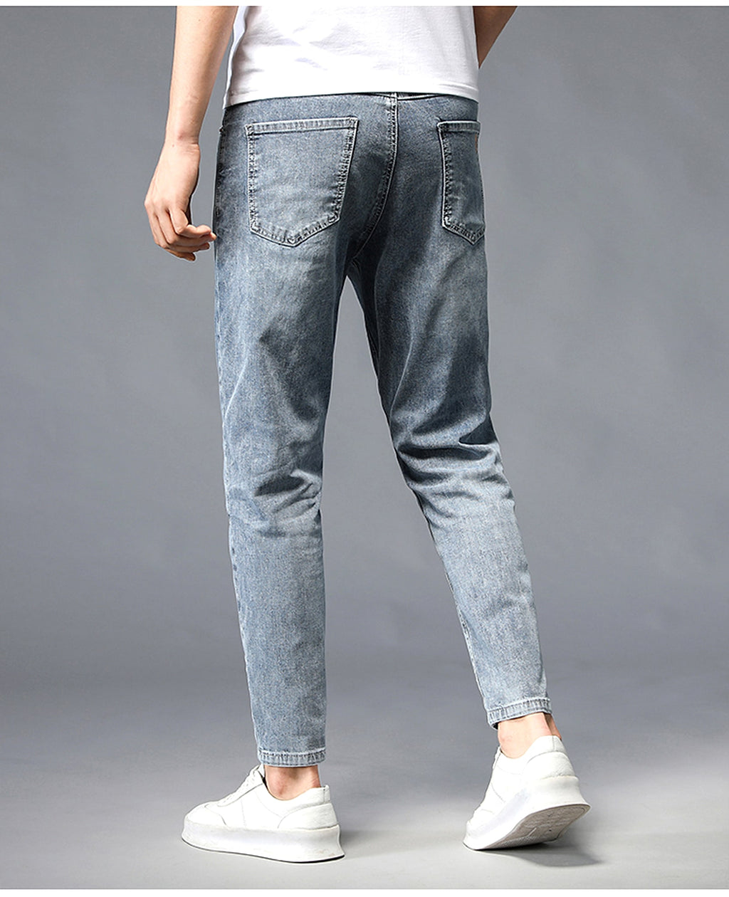 Nine-Point Washed Small Feet Jeans Straight-Leg Pants Men - enhanced image 7