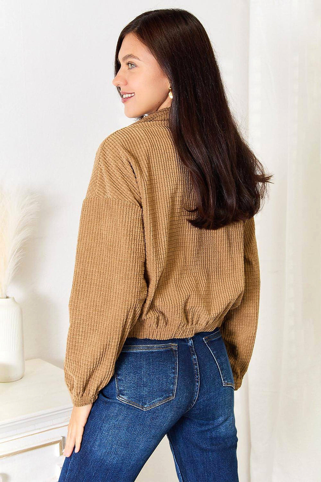 Perfee Long Sleeve Dropped Shoulder Jacket - enhanced image 7