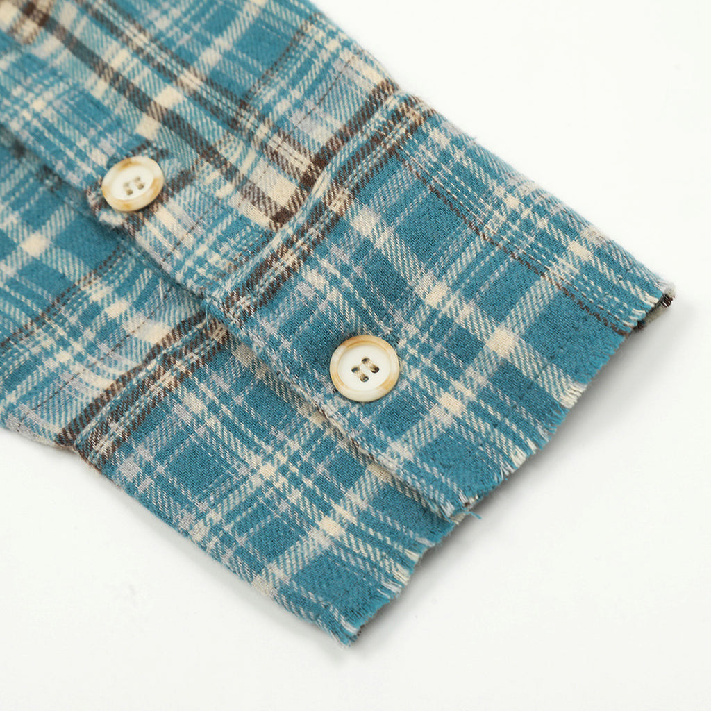 Plaid Long Sleeve DressShirt Casual Polo Collar Raw Edge Men - enhanced image 7