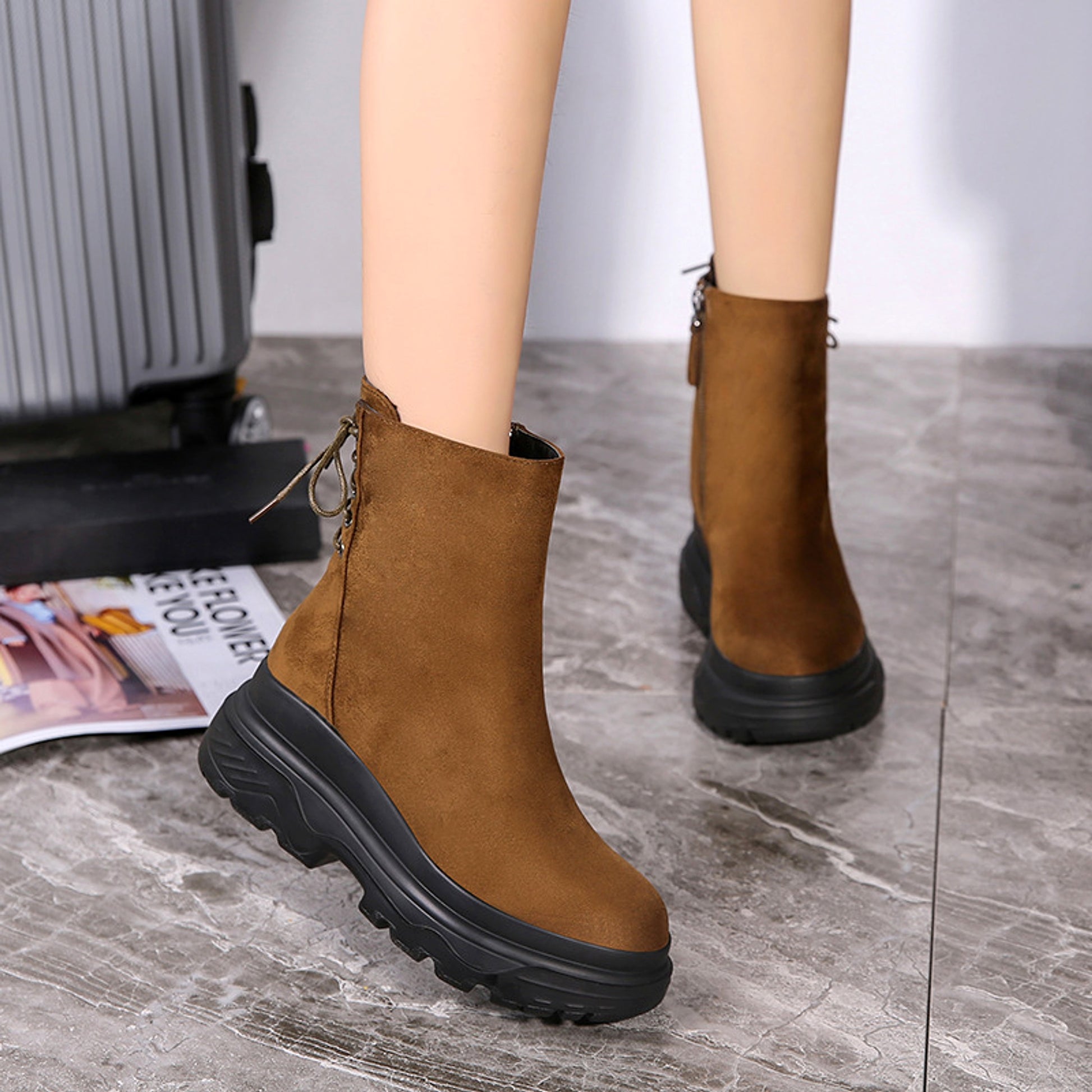 Platform rear lace-up boots - enhanced image 7