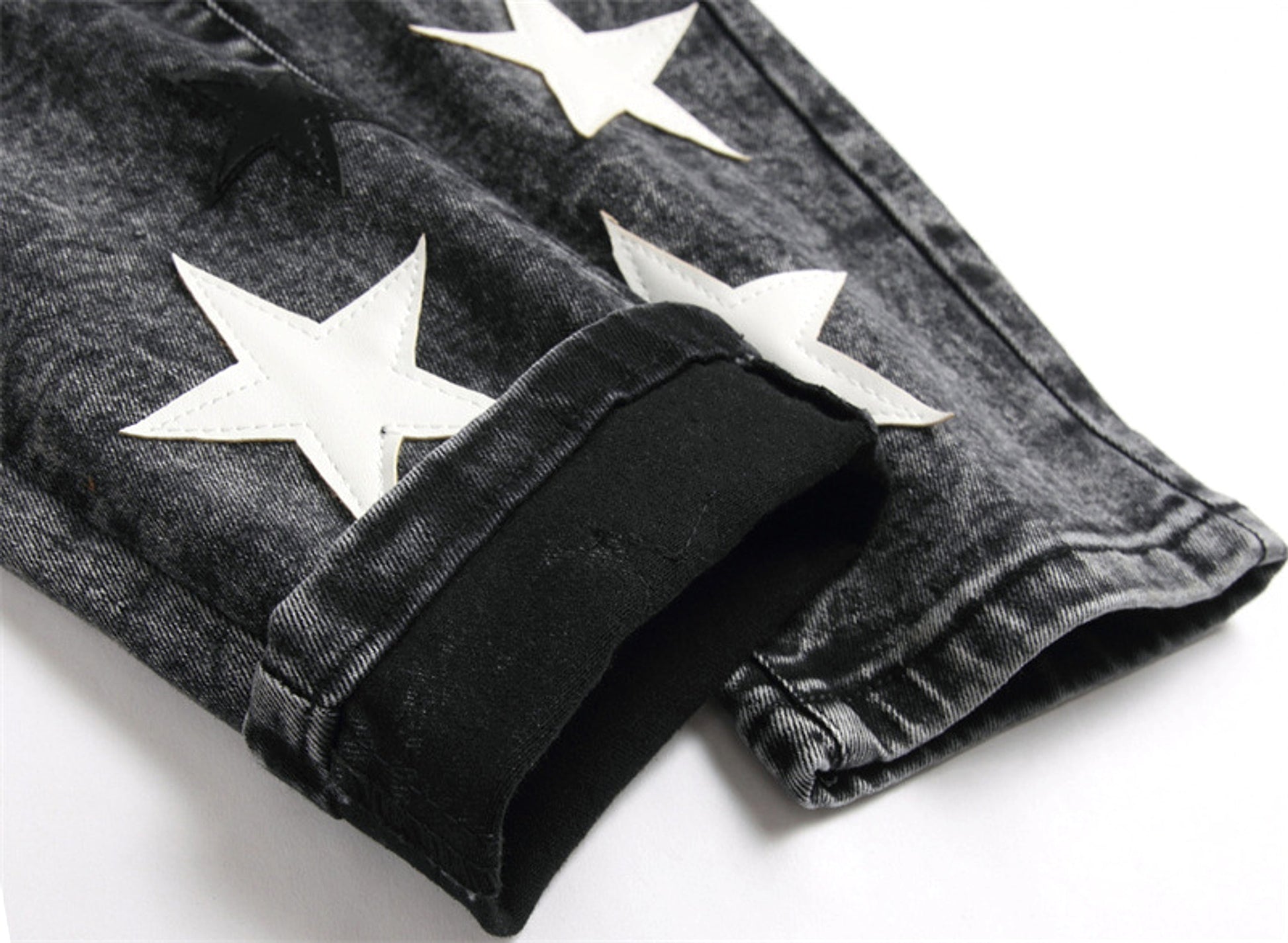 Punk Men's Jeans Hole Embroidery Five-pointed Star - enhanced image 7