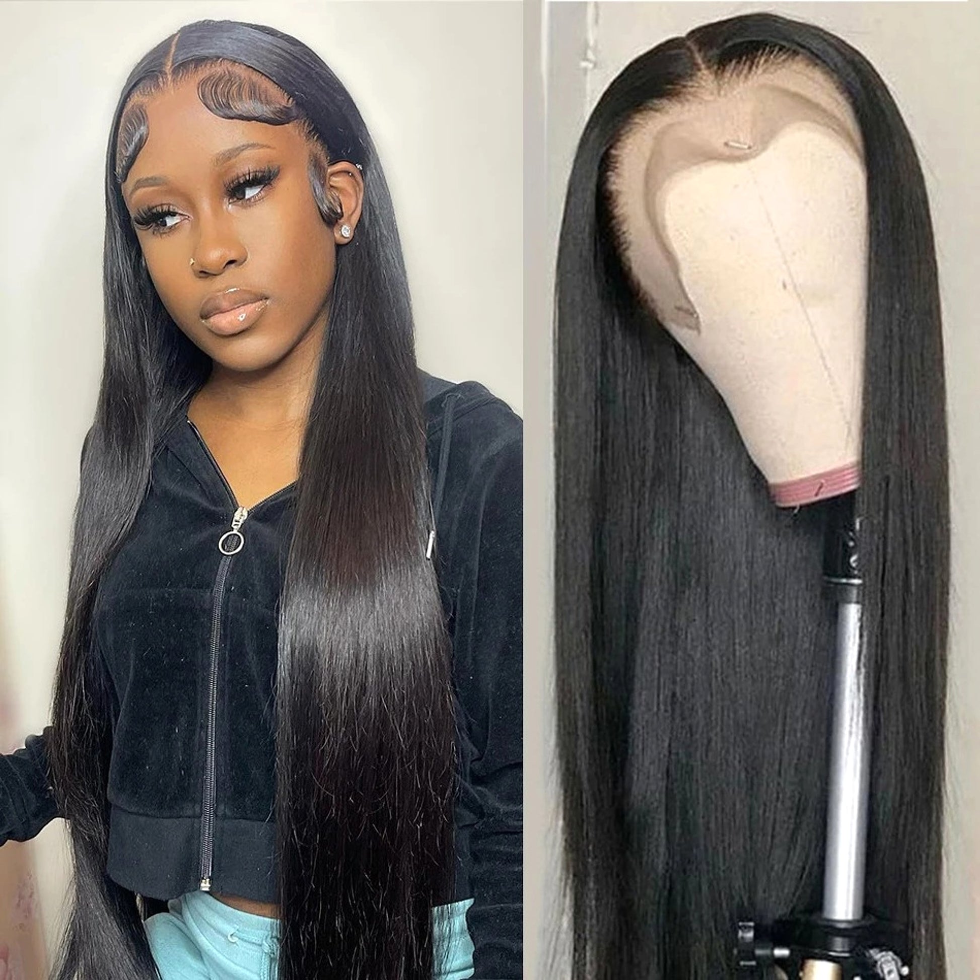 Real Human Hair Wig Lace Hair Set 9a Hair Quality Straight Hair - enhanced image 7