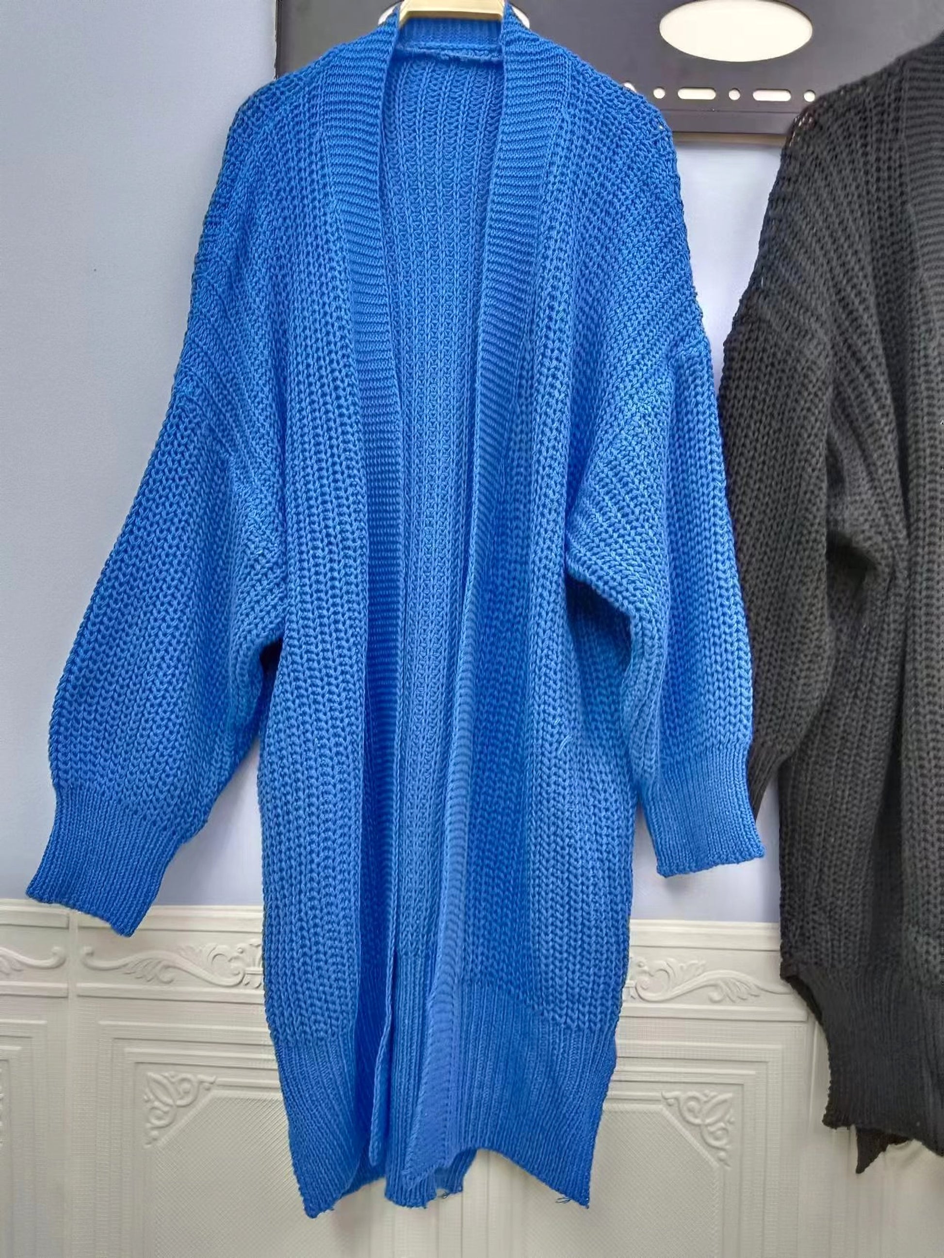 Retro Lazy Coat Loose Mid-length Sweater Jacket Women - enhanced image 7