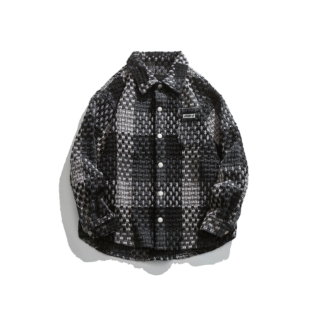 Retro Plaid Stitching Lapel Jacket For Men - enhanced image 7