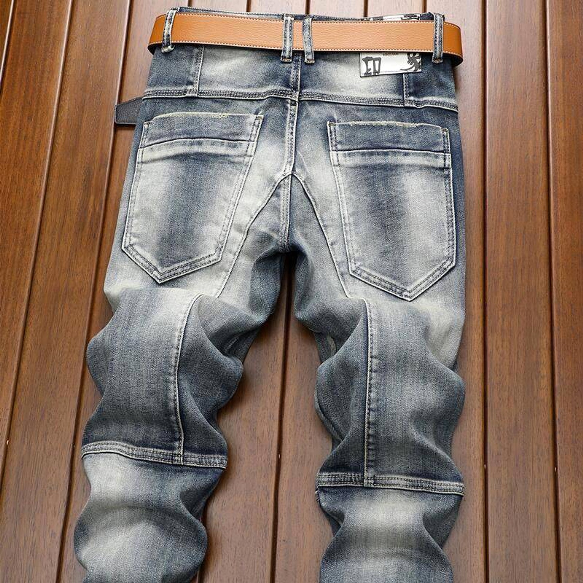 Retro Straight Motorcycle Motorcycle Pants Men Jeans - enhanced image 7