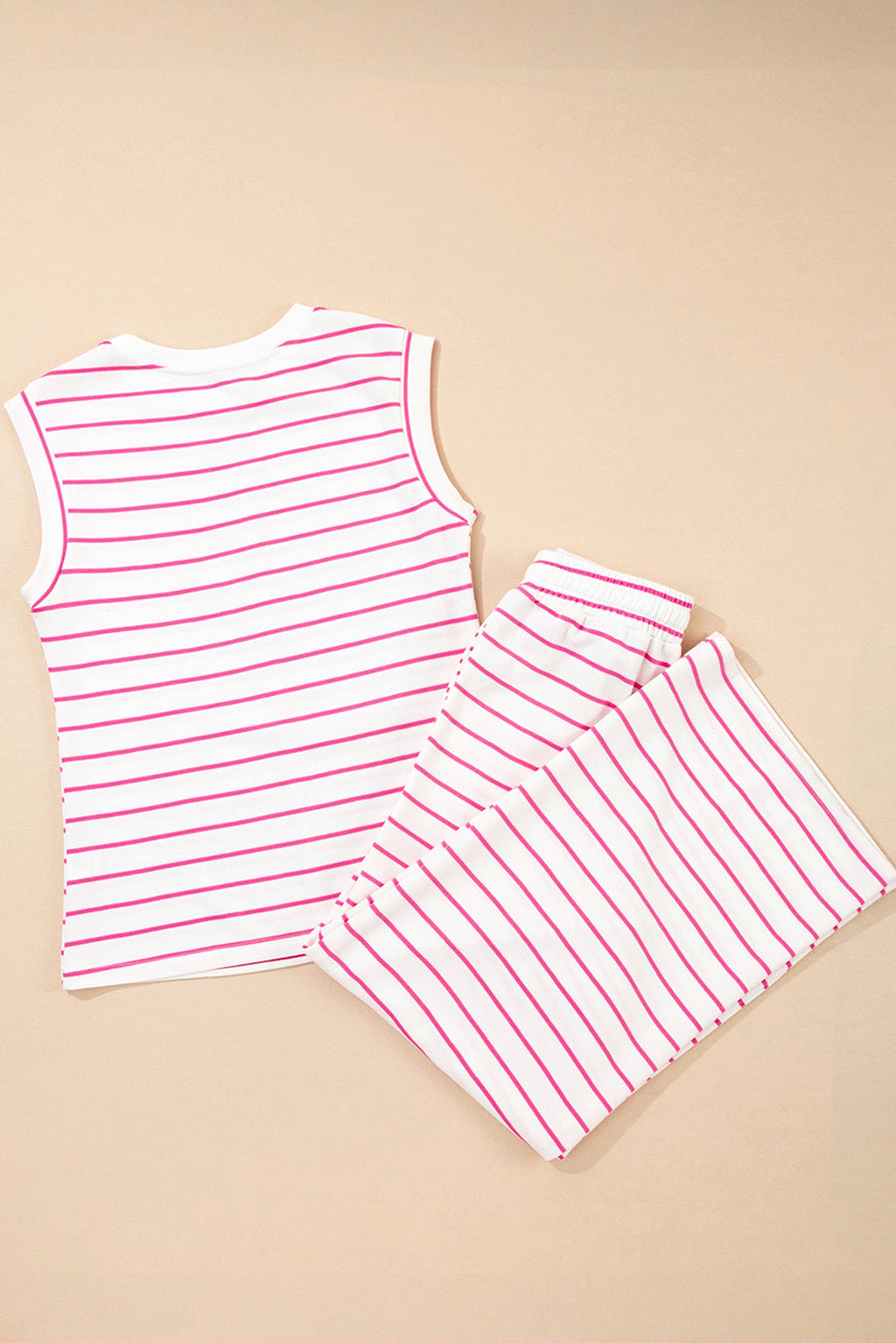 Rose Stripe Casual Wide Leg 2pcs Pants Set - enhanced image 7
