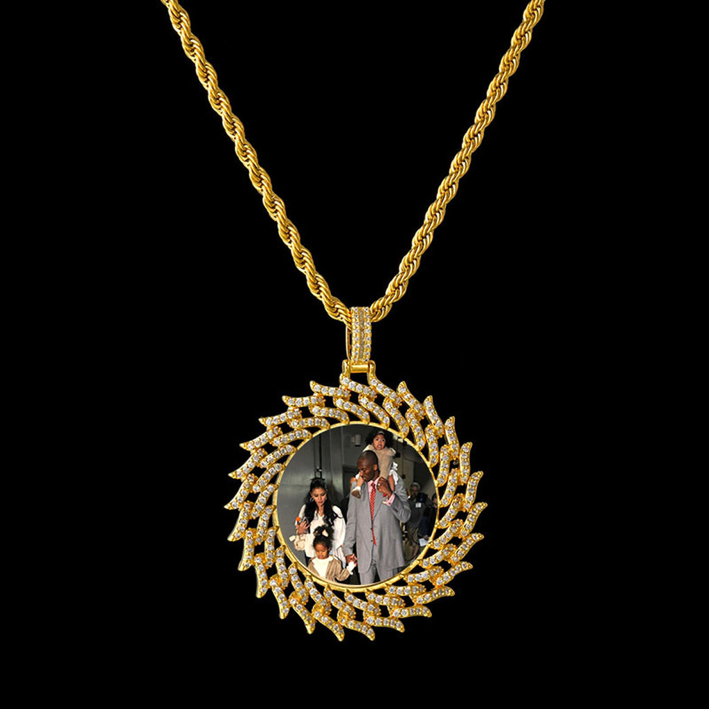Personalized Round Diamond Sunflower Necklace – Custom Photo & Engraved Pendant - enhanced image 7