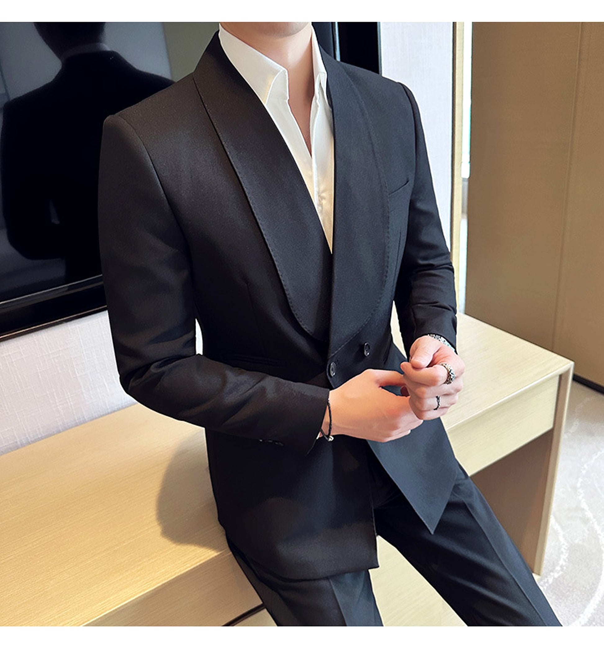 RoyalElite™ Men's Suit – Double-Breasted Business Elegance - enhanced image 7
