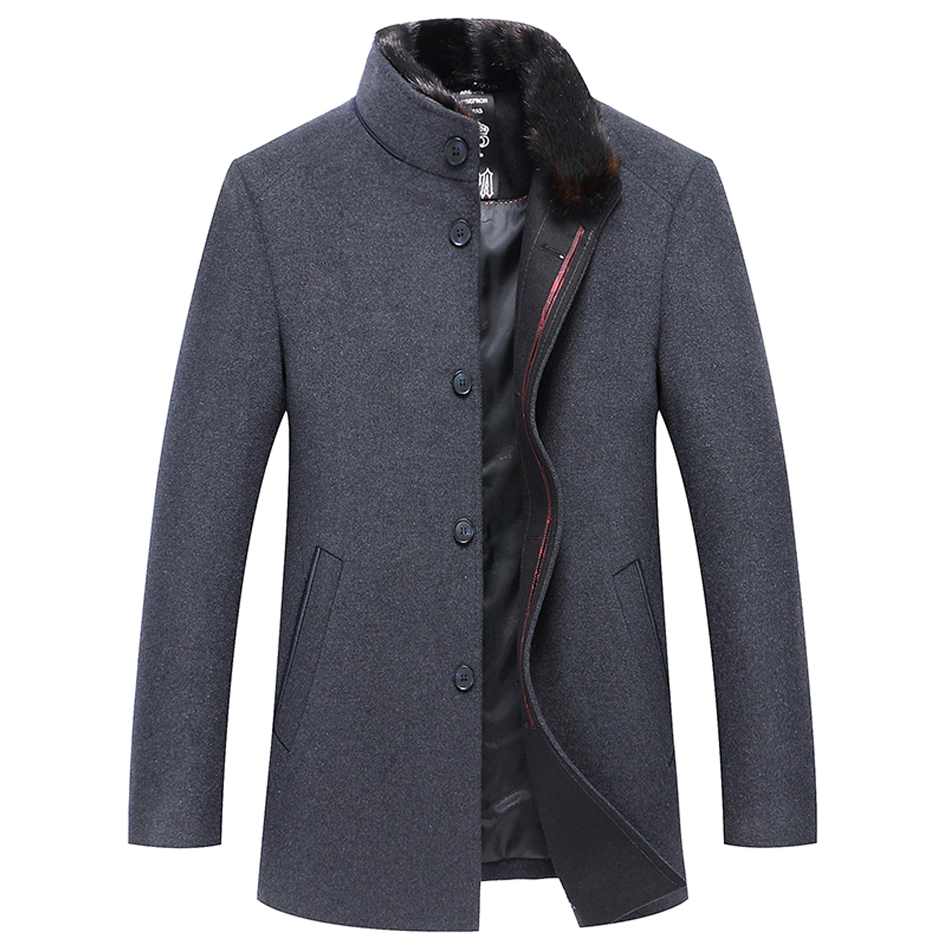 NordWool™ – Minimalist Stand Collar Wool Coat - enhanced image 7