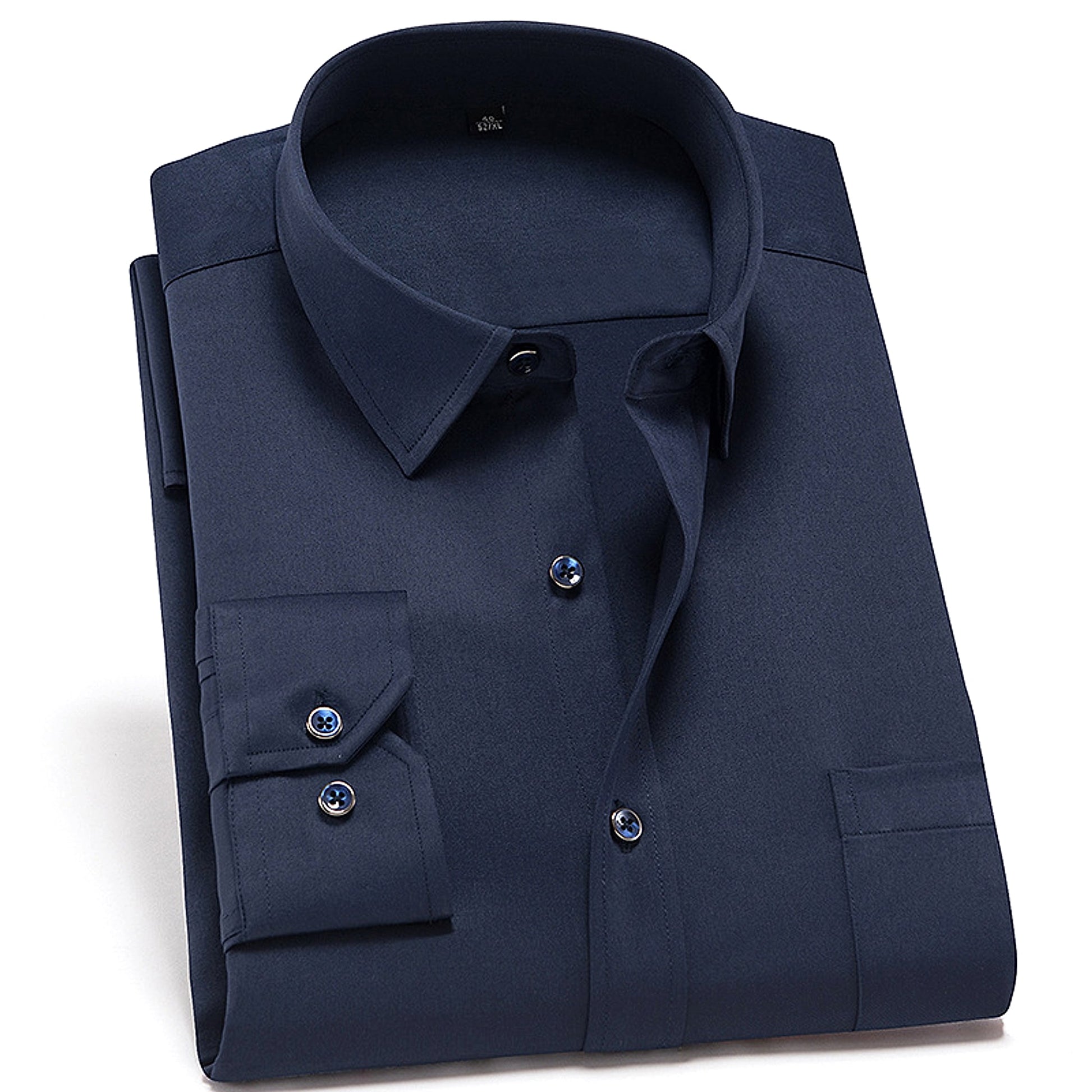 Solid Color DressShirt Men's Non-ironing Stretch Breathable Business Casual - enhanced image 7
