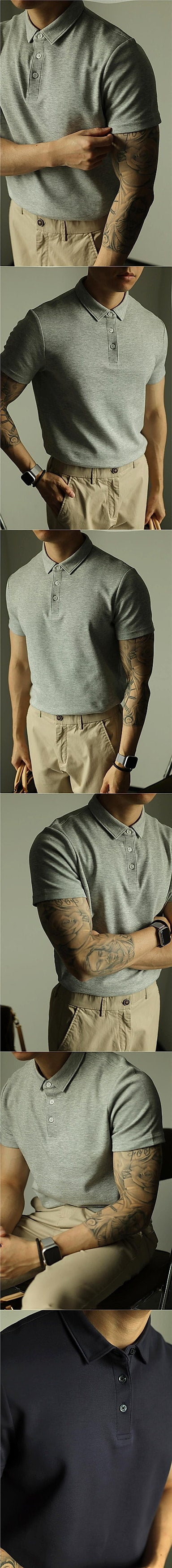 Chic Summer Polo: Modern Lapel Short Sleeve Shirt - enhanced image 7