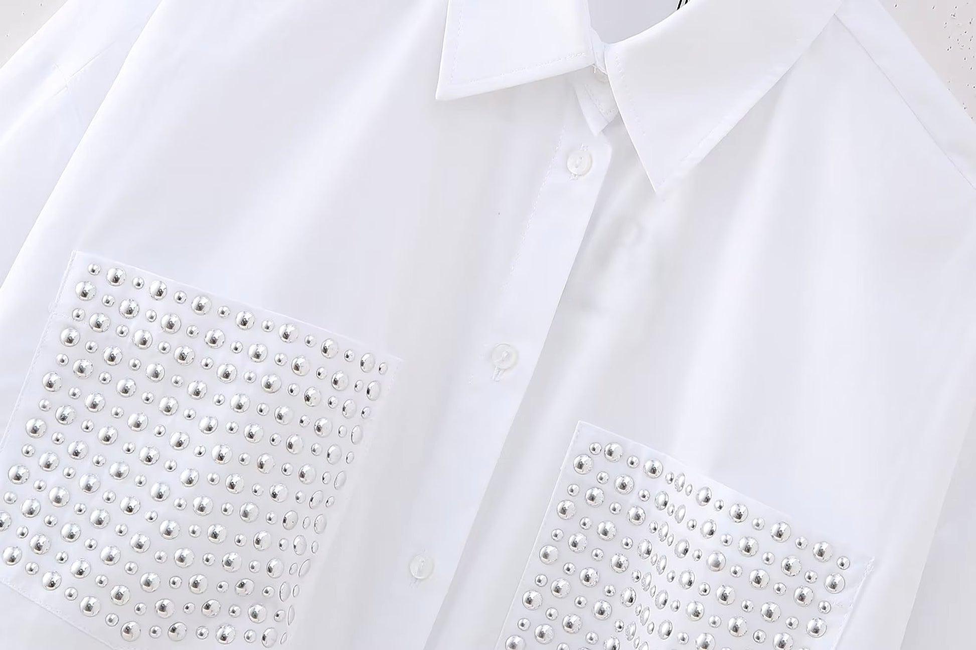 Street Trendy Rivet Ornament Loose Long Sleeve Shirt Women - enhanced image 7