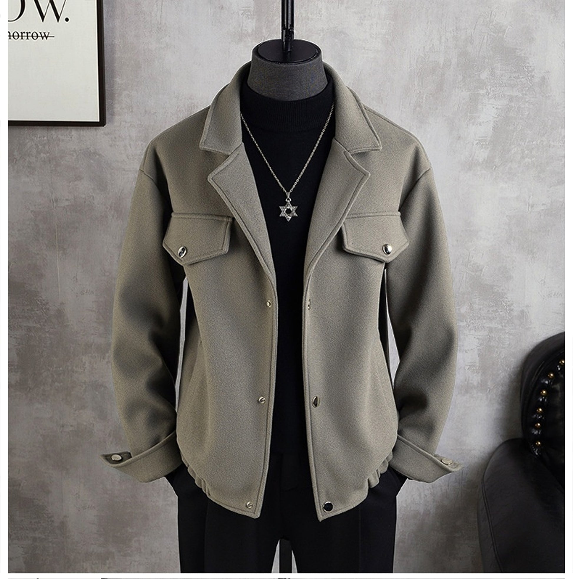Suit Collar Woolen Jacket Coat Men's Thickened Casual Loose - enhanced image 7