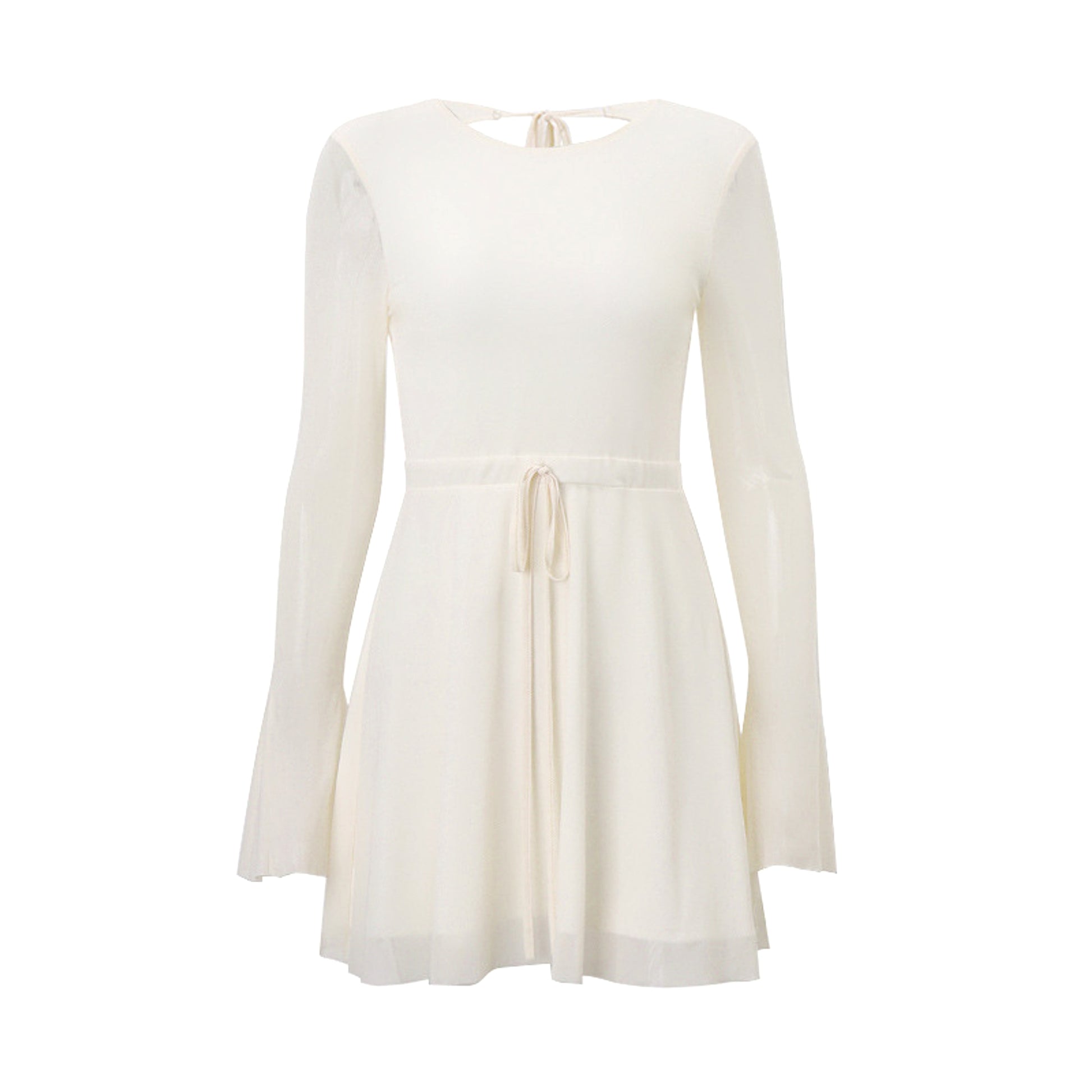 Temperament Crew Neck Horn Long Sleeve Mesh Dress Skinny Skirt - enhanced image 7