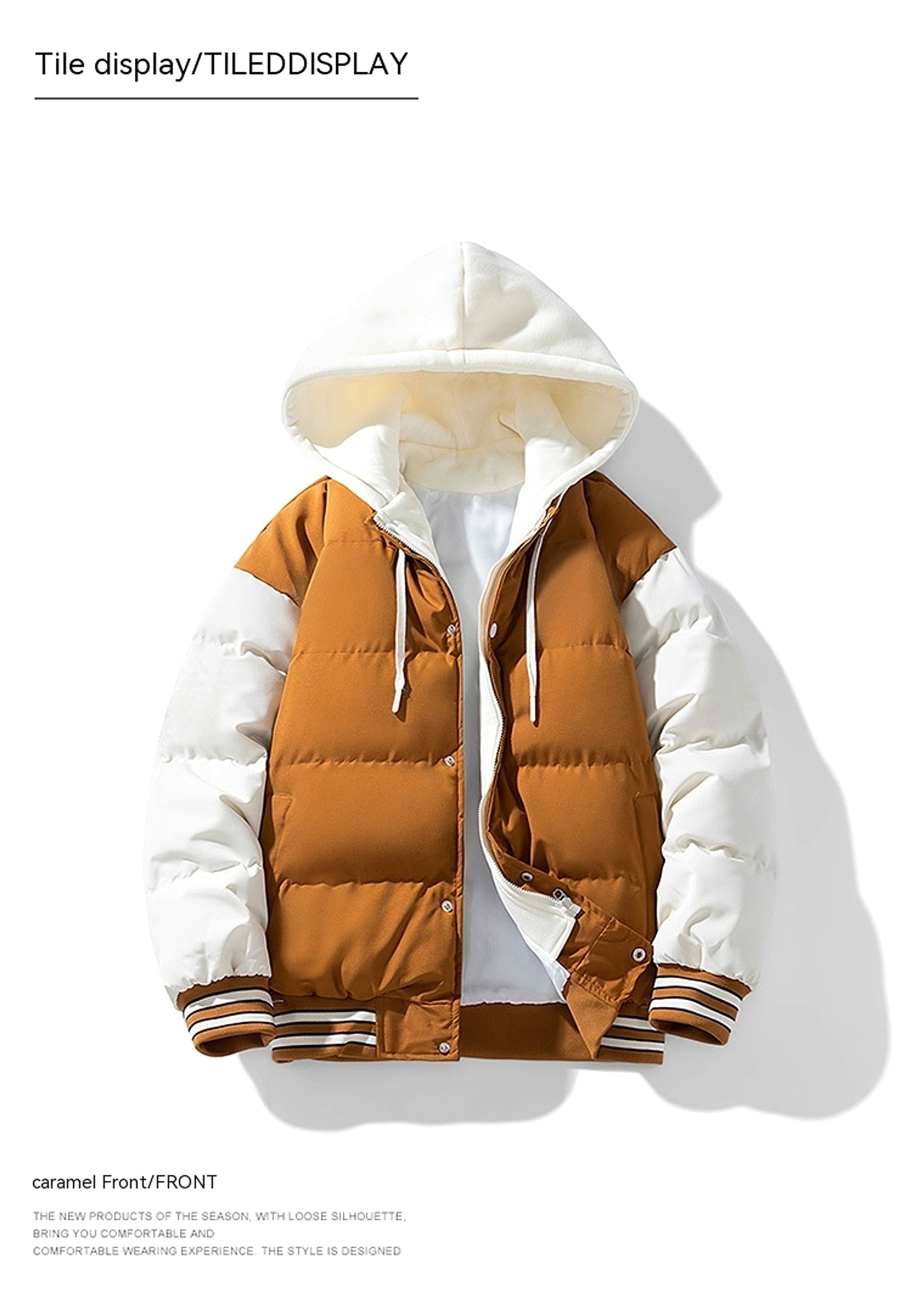 Thickened Down Cotton Jacket With Hood And Two Fake Pieces Men - enhanced image 7