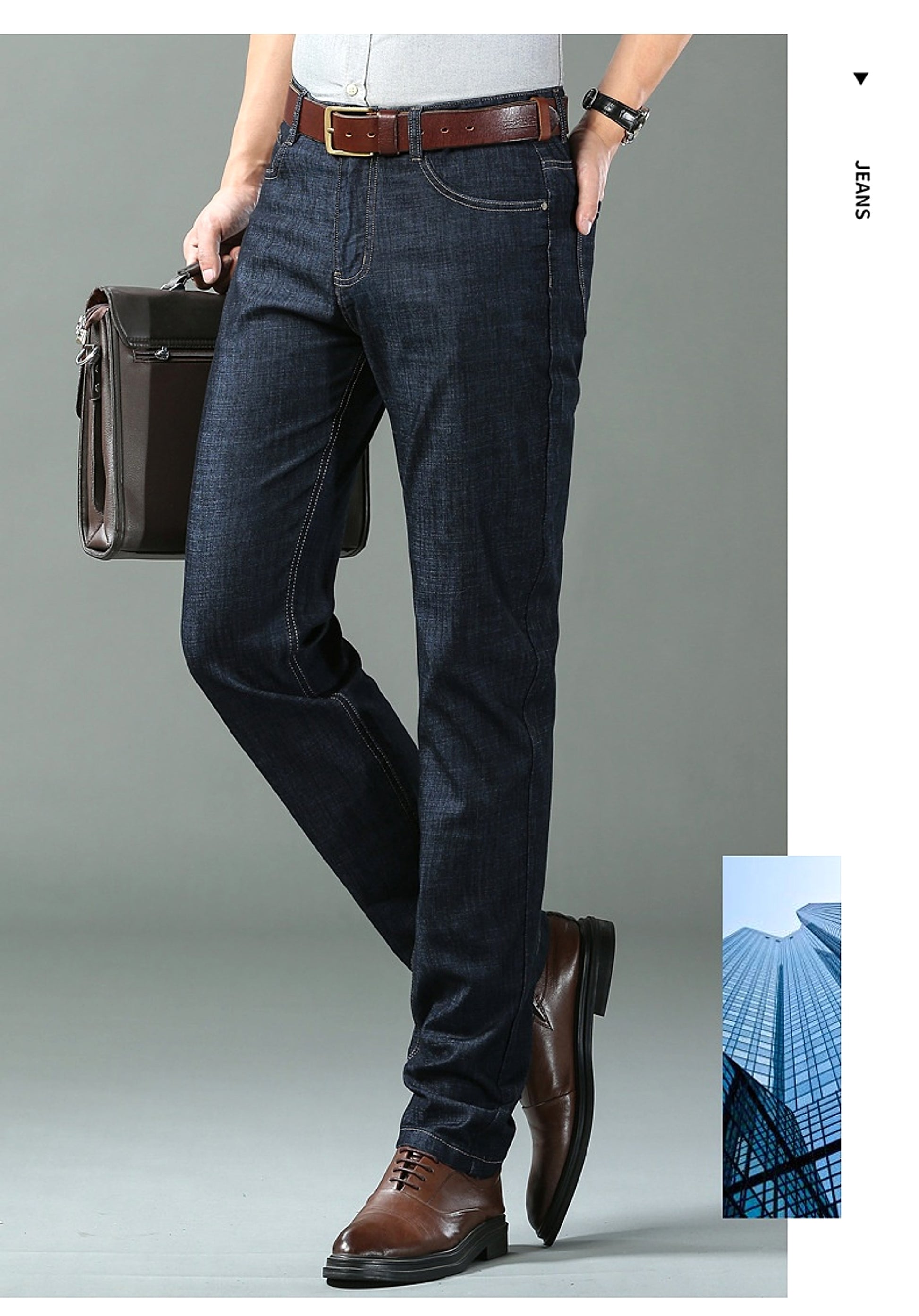 Thin Summer Cotton Elastic Ice Silk Quality Mid-high Waist Jeans - enhanced image 7