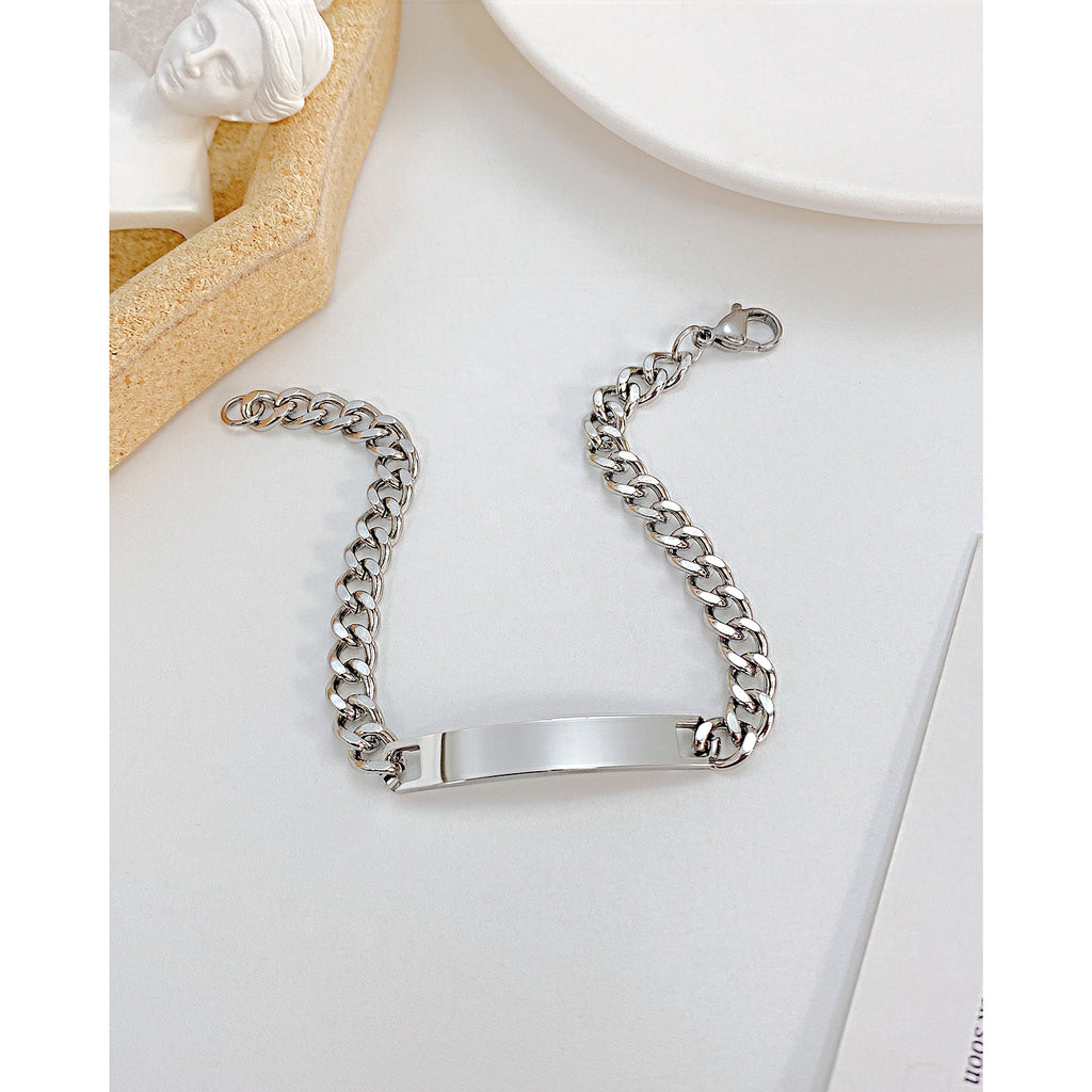 Titanium Steel Curved Plate Rose Gold Plated Men's And Women's Bracelet Bracelet - enhanced image 7