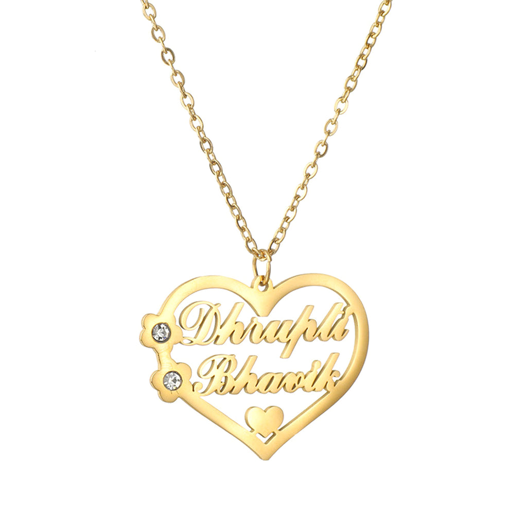 Titanium Steel Cut Heart-shaped Name Necklace Hollow Peach Heart With Diamonds - enhanced image 7