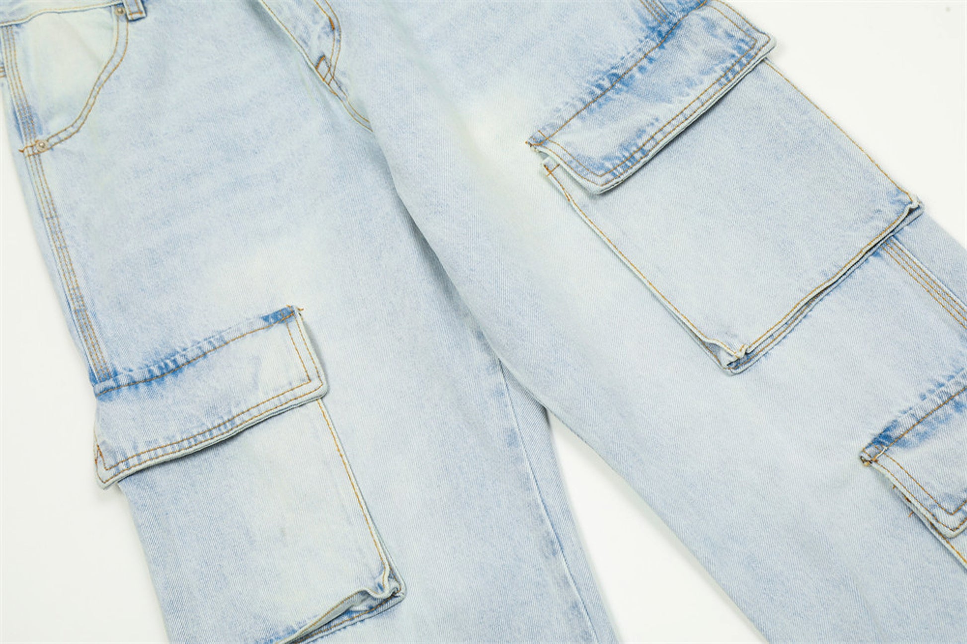 Wash Light Color Cargo Jeans Men - enhanced image 7
