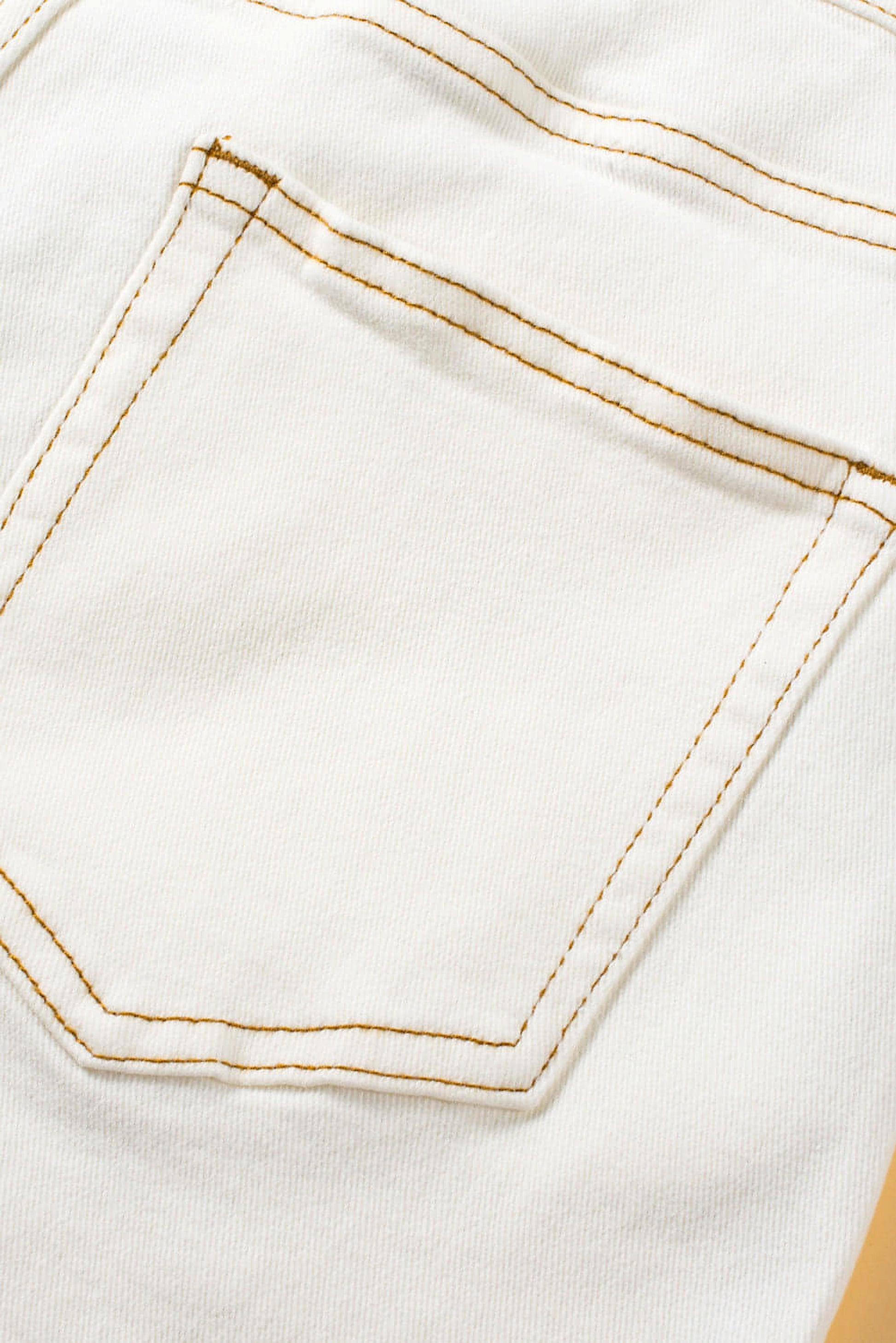 White Asymmetric Waist Design Stylish Denim Shorts - enhanced image 7