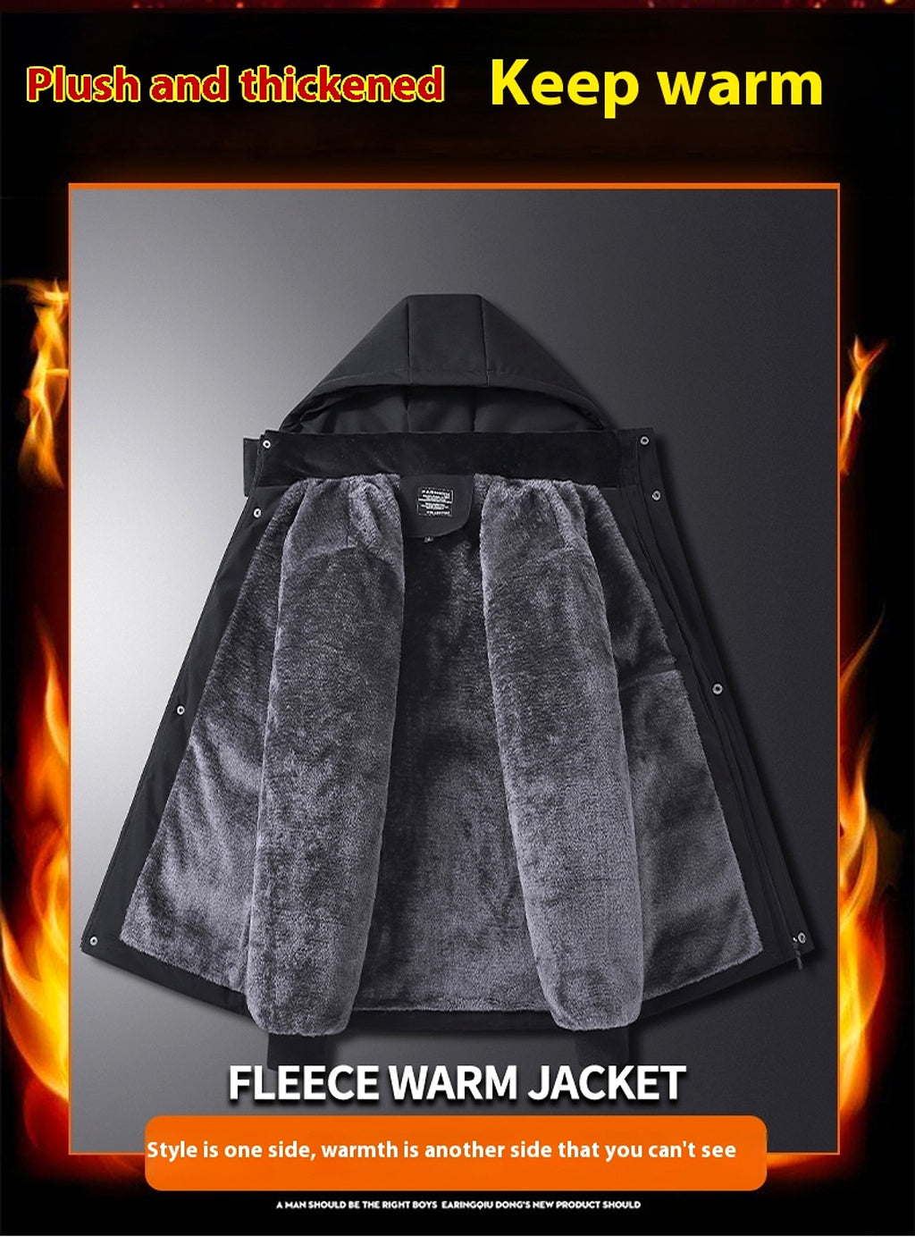 Winter Popular Middle-aged And Elderly Cotton Down Jacket Men Fleece-lined Thickened Hooded Warm Middle-aged And Elderly - enhanced image 7