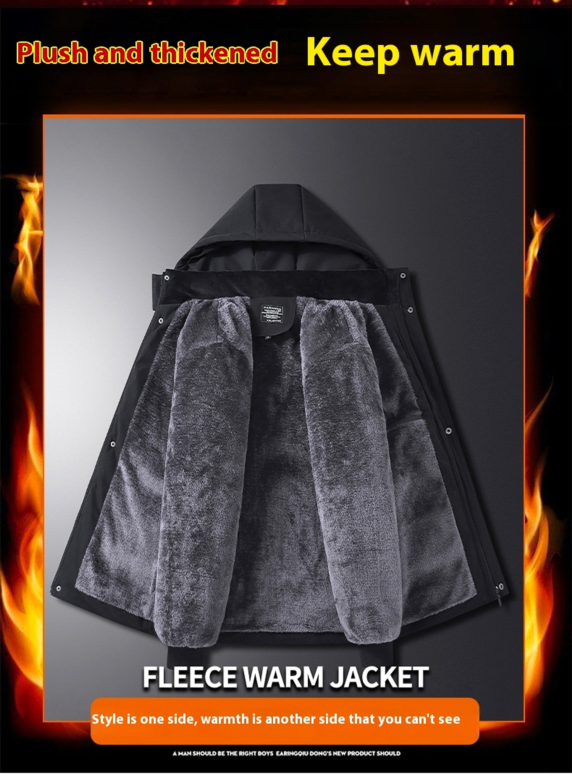 Winter Popular Middle-aged And Elderly Cotton Down Jacket Men Fleece-lined Thickened Hooded Warm Middle-aged And Elderly - enhanced image 7