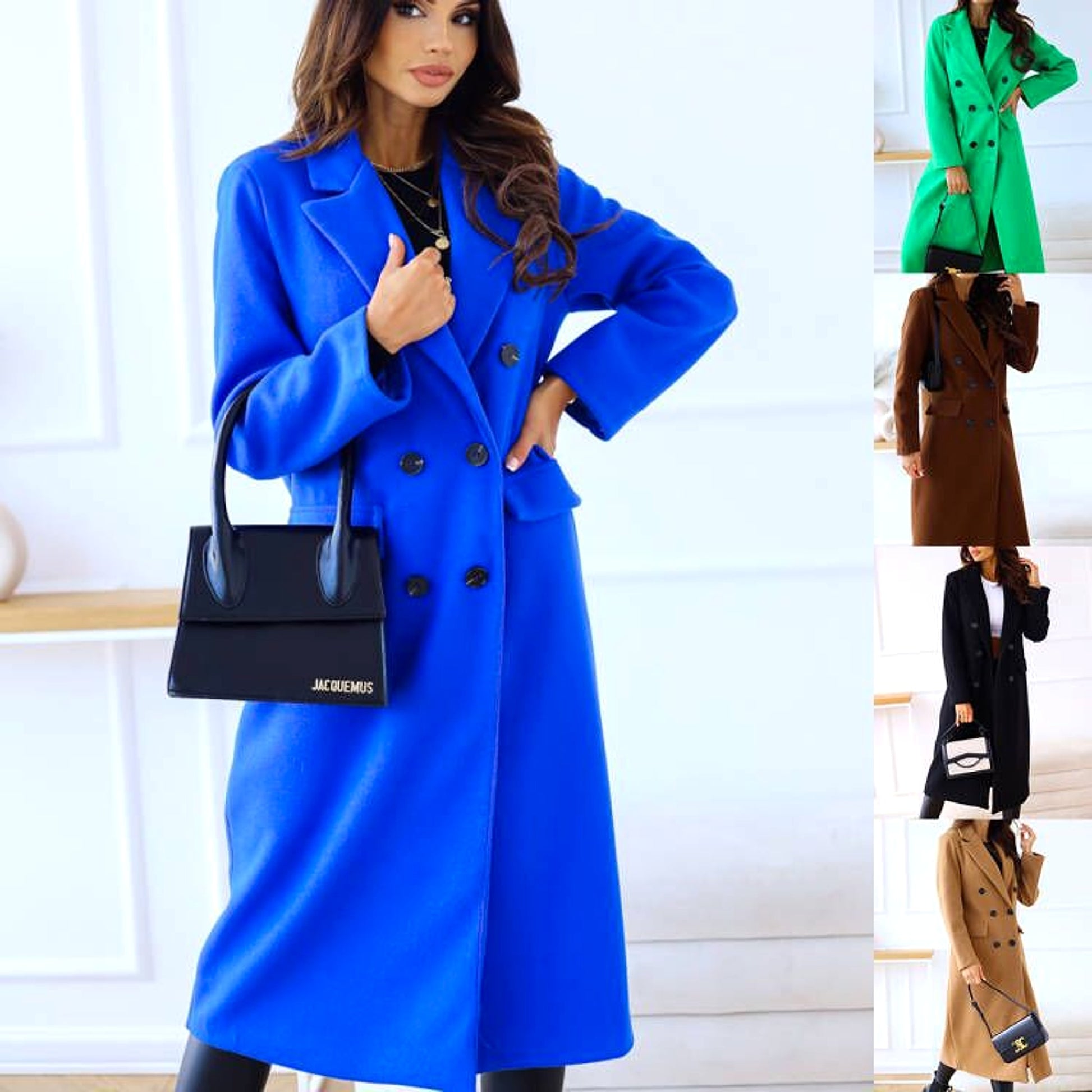 Women's Fashion Simple Double Breasted Long Sleeve Lapel Button Woolen Coat - enhanced image 7