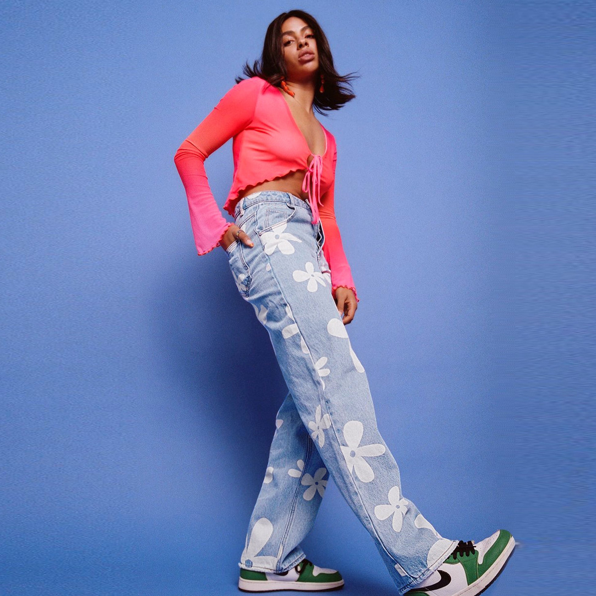 Women's Fashionable Simple Printed Straight Jeans - enhanced image 7