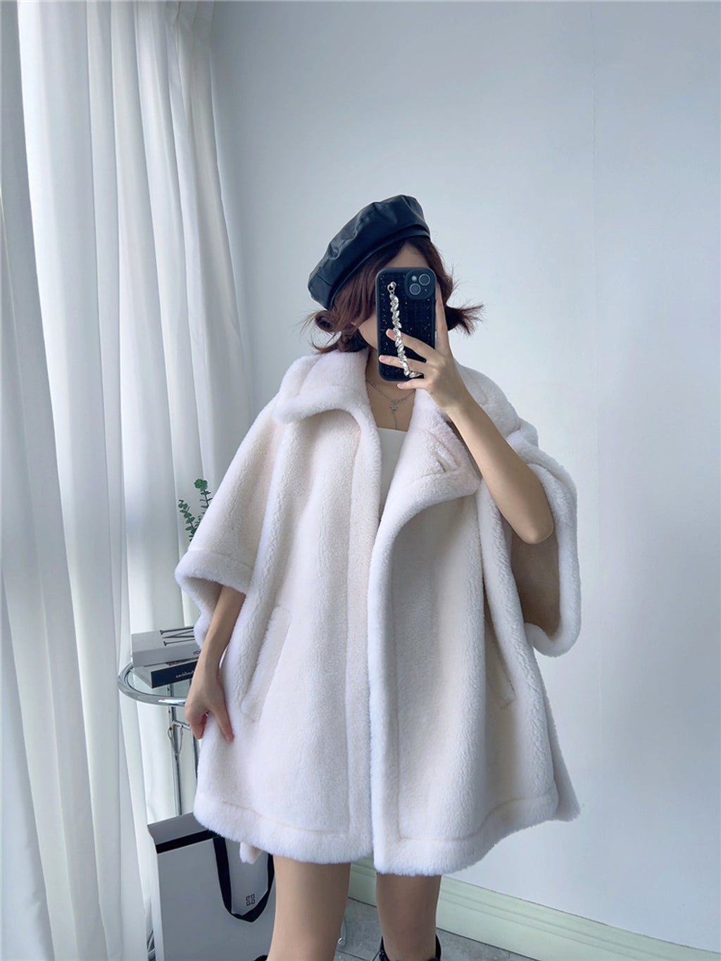 Women's Mid-length Loose Batwing Sleeve Lamb - enhanced image 7