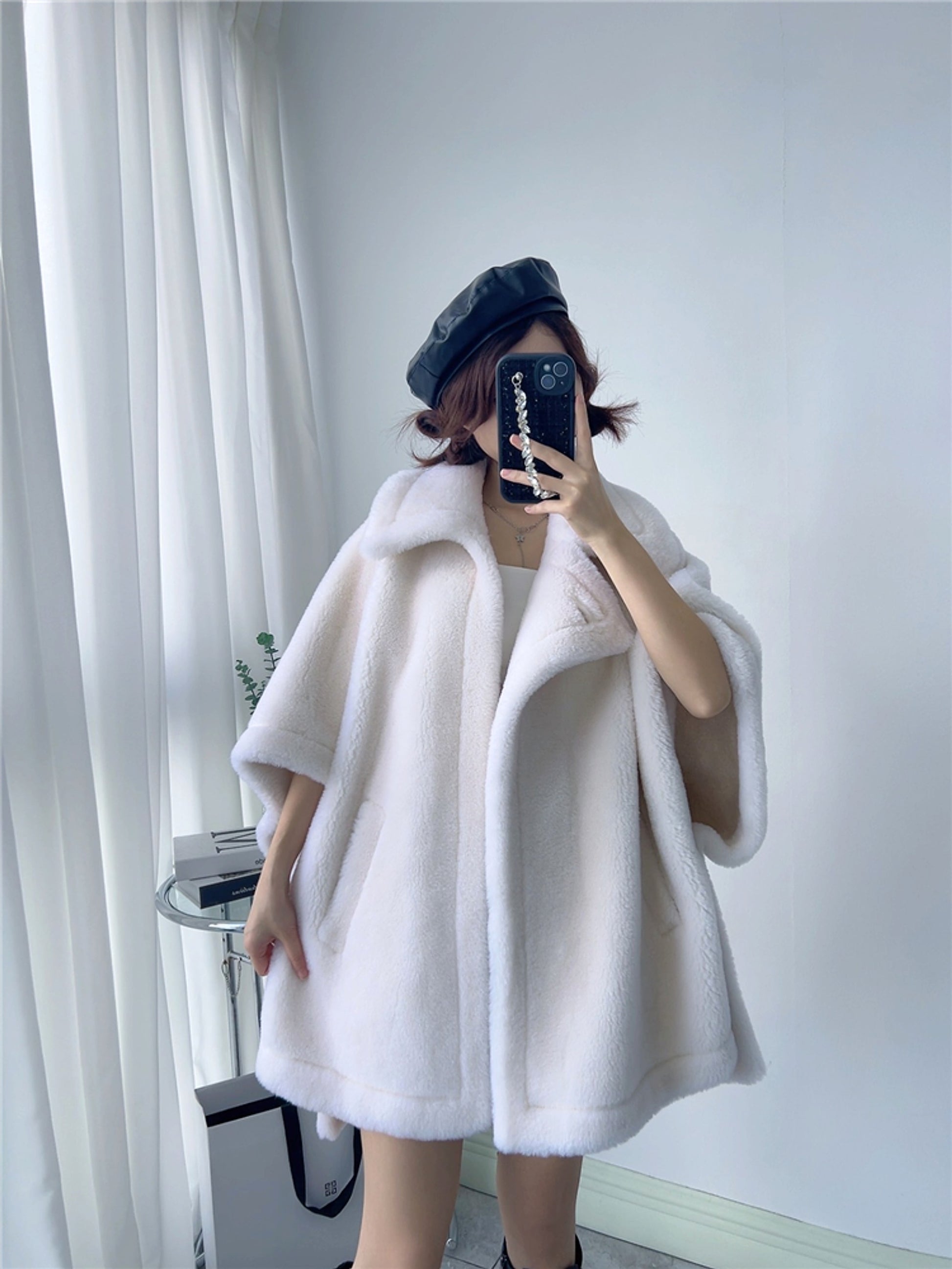 Women's Mid-length Loose Batwing Sleeve Lamb - enhanced image 7