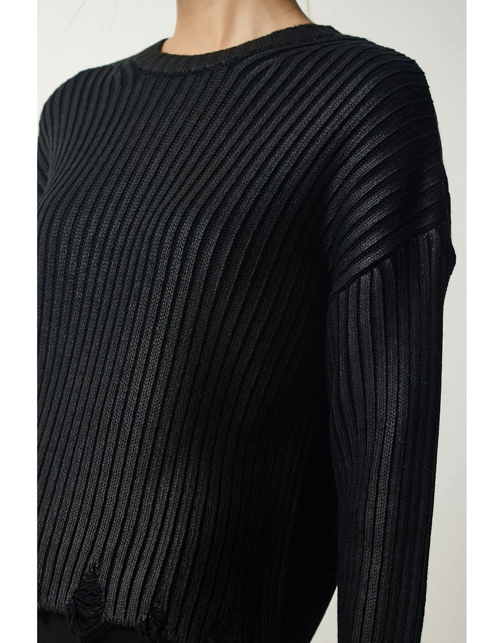 Women's Ragged Design Short Sweater Knitwear Top - enhanced image 7