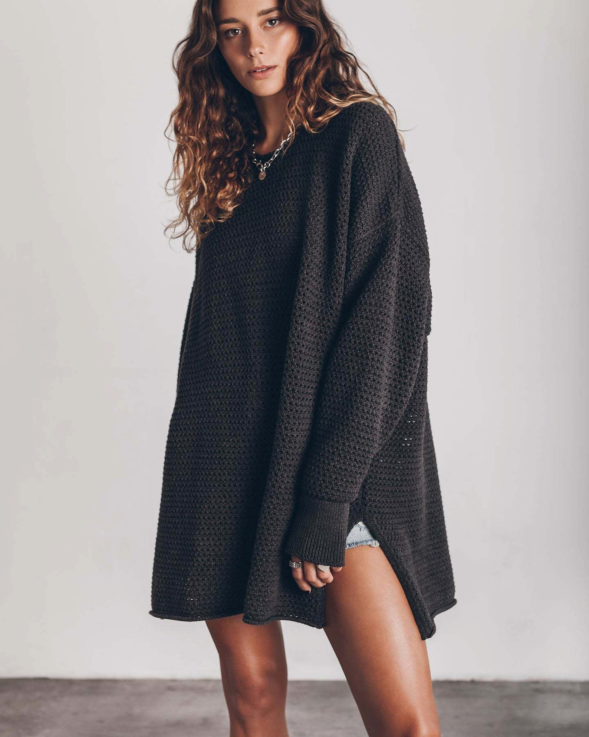 A.1 Women's Twist Thread Loose All-match Round Neck Sweater Dress - enhanced image 7