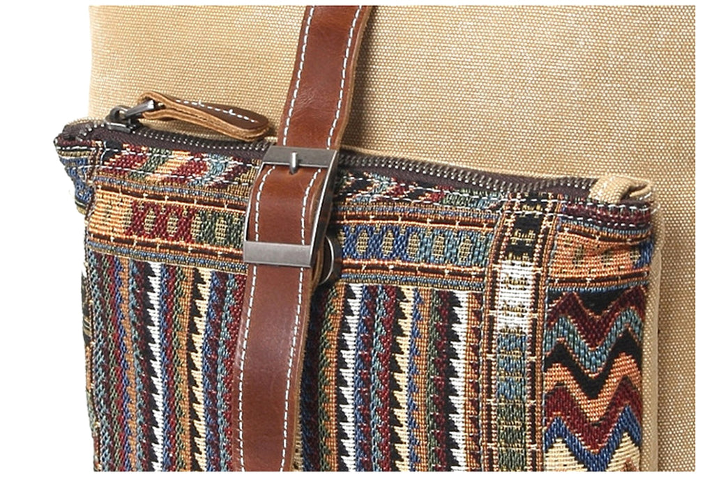 Women's Waterproof Canvas With Top Layer Leather Backpack - enhanced image 7