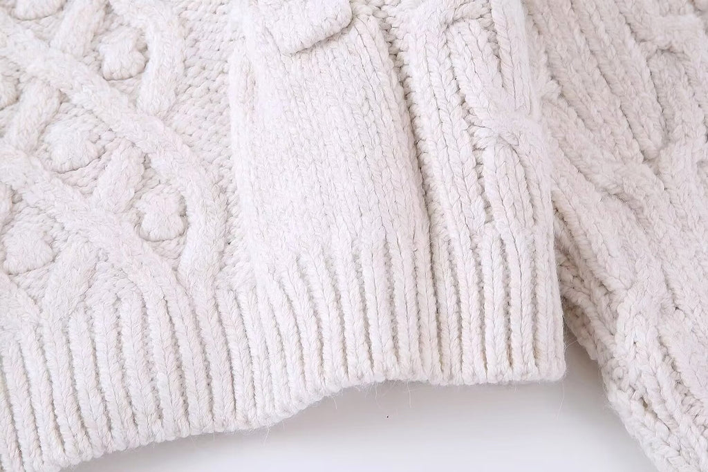 Women's White Knitted Cardigan Sweater Coat - enhanced image 7