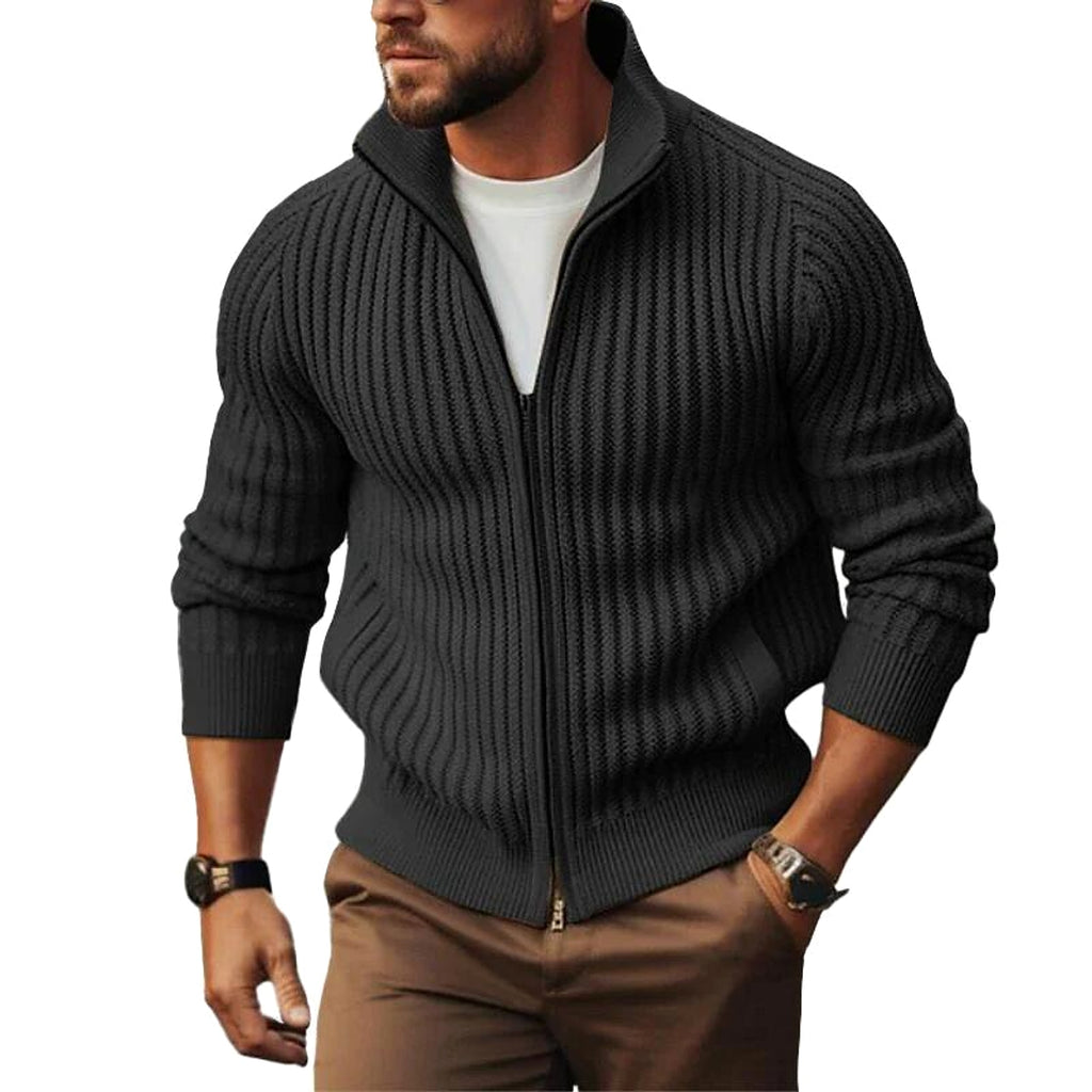 Zipper Outerwear Sweater Coat For Men Fleece-lined Thickened Winter - enhanced image 7