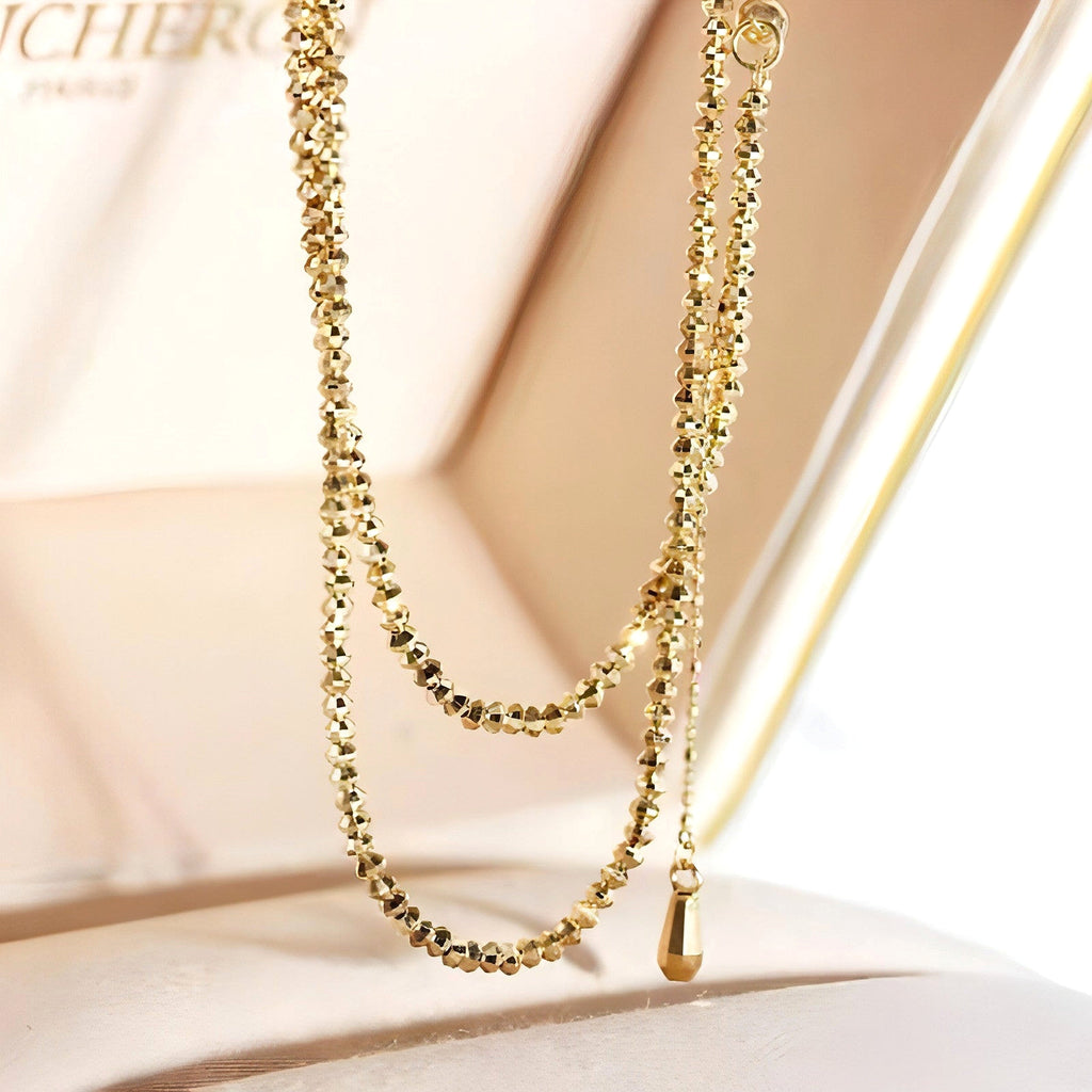Elegant 18K Gold Bungee Wave Bead Necklace - enhanced image 8