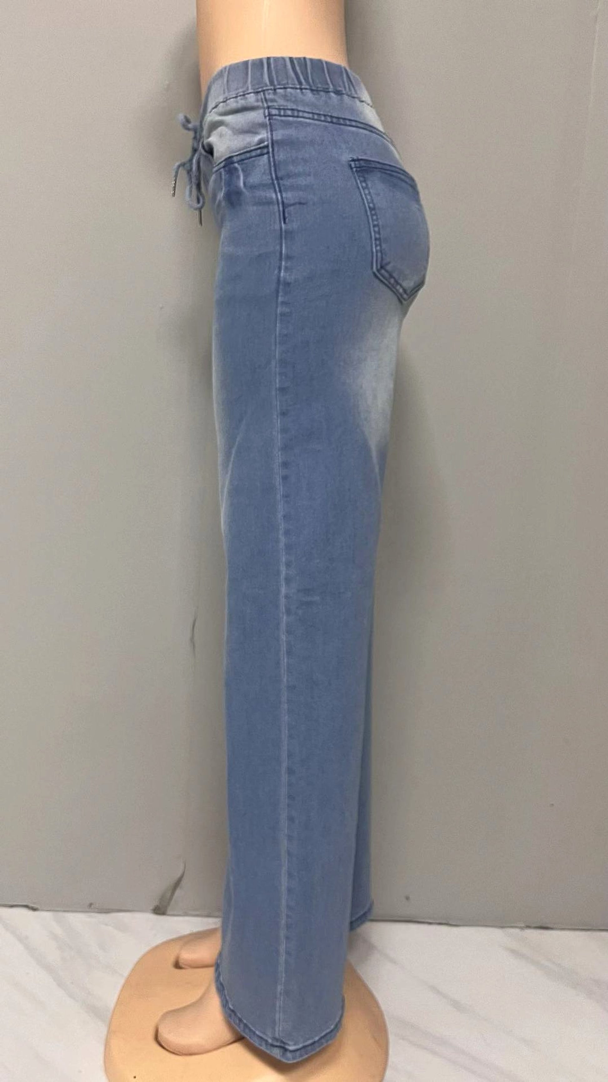 25 Edition – High Waist Drawstring Wide Leg Jeans – Light Blue - enhanced image 8