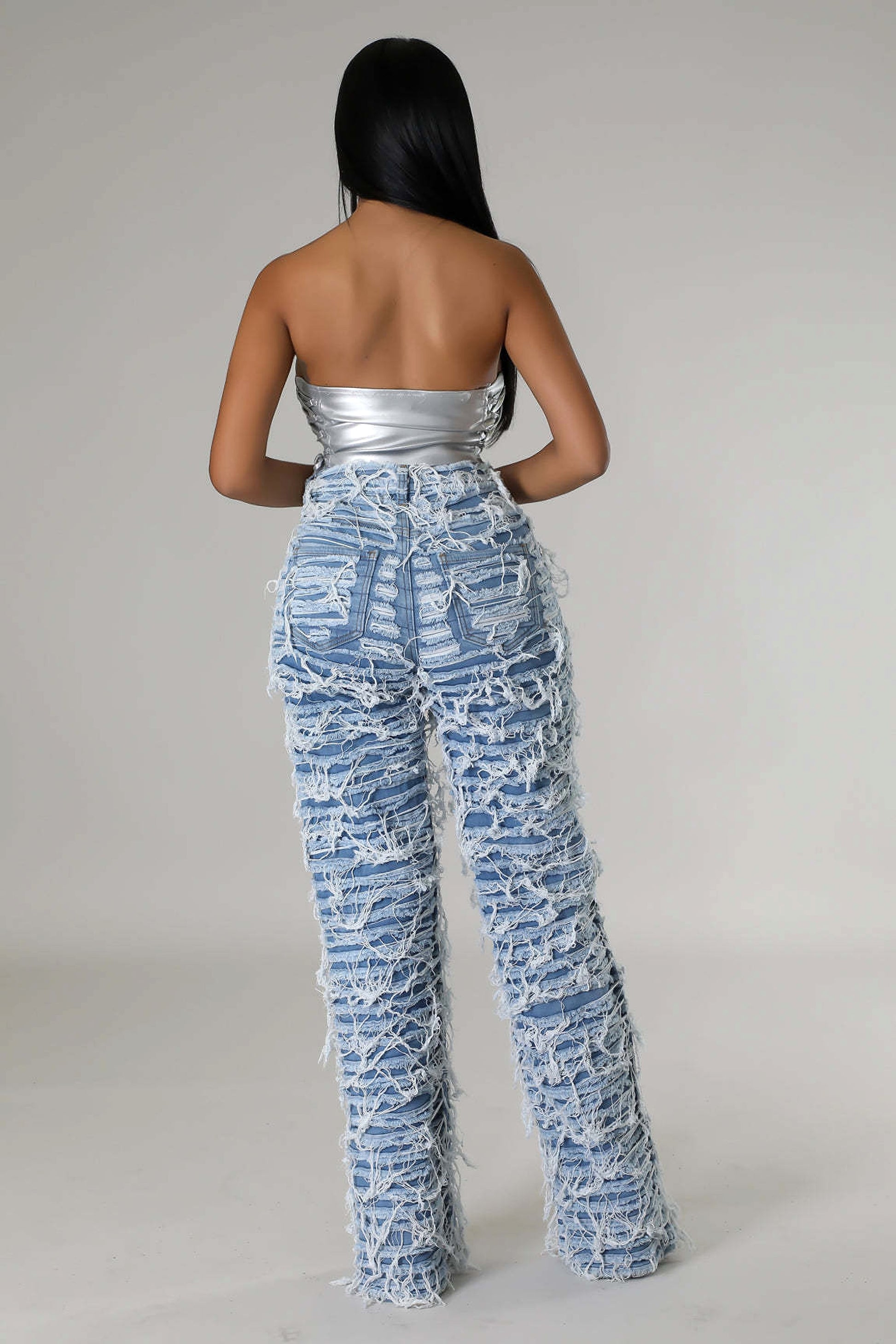 25 Edition – Women’s High Waist Ripped Tassel Denim Pants - enhanced image 8