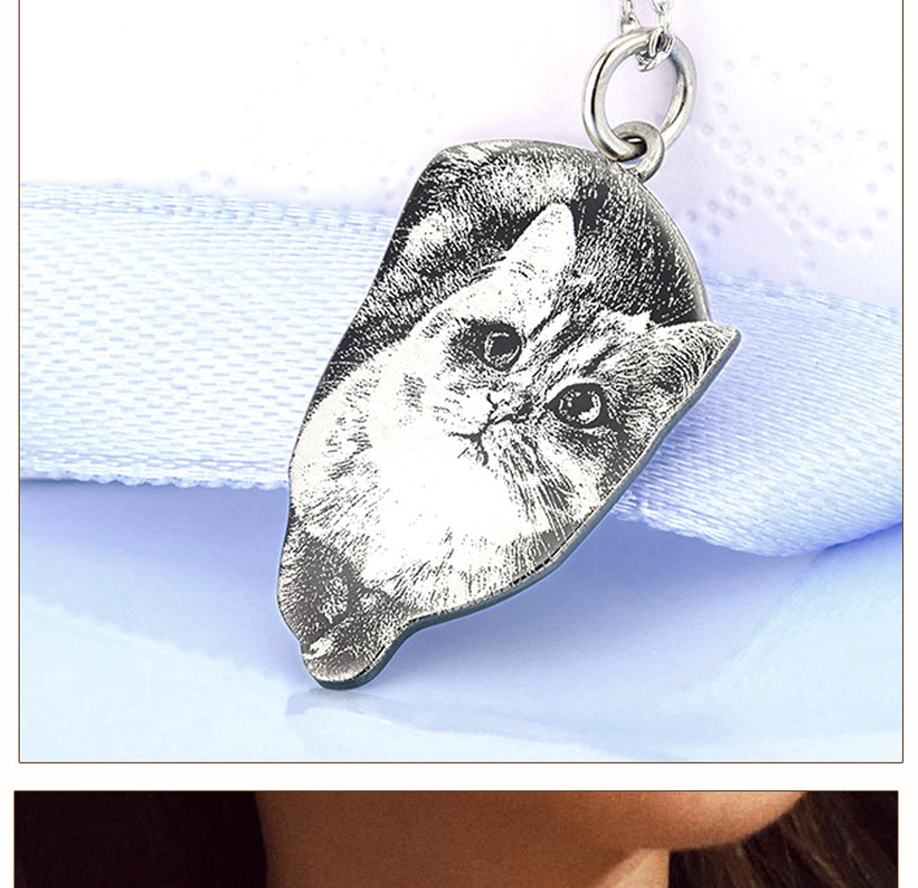 925 Silver Custom Cat And Dog Animal Photo Necklace - enhanced image 8