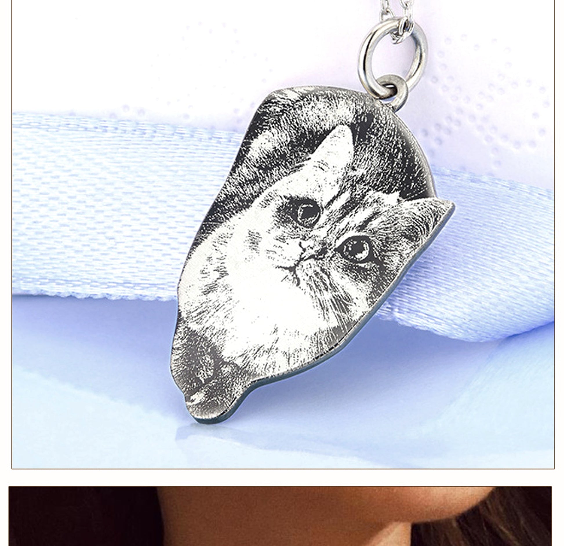 925 Silver Custom Cat And Dog Animal Photo Necklace - enhanced image 8