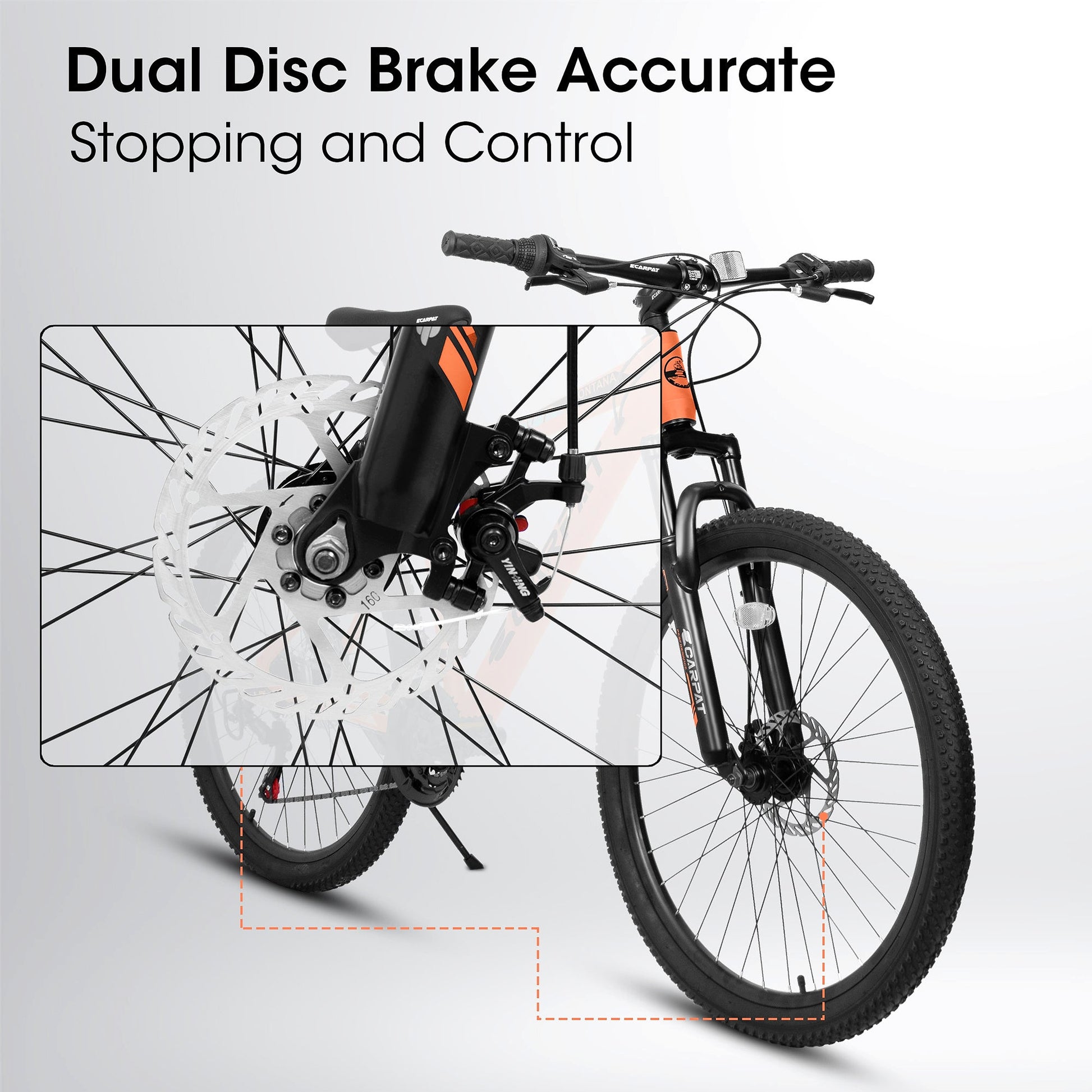 TrailLite™ – 26" ALUMINIUM Mountain Bike (21-Speed, Dual Disc, Orange) - enhanced image 8