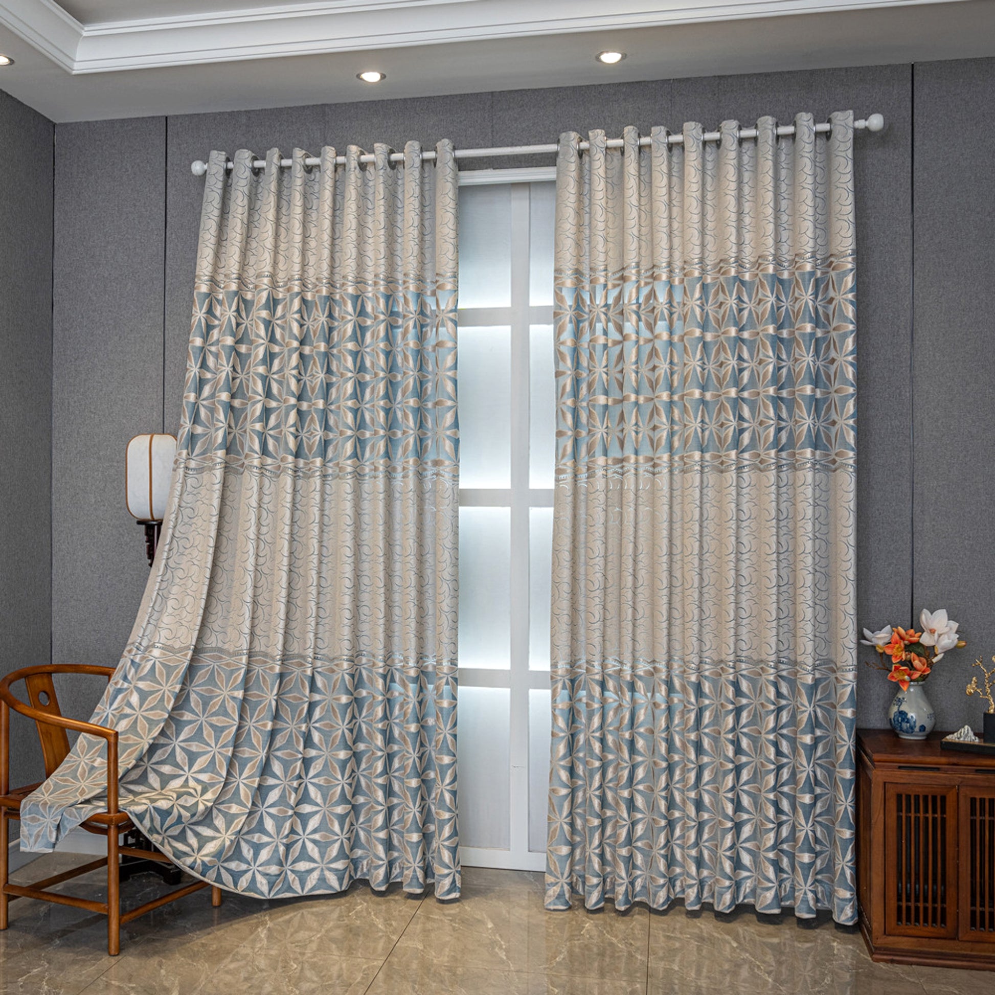 AliciaDrape™ – American Jacquard Curtain in Ice Blue - enhanced image 8