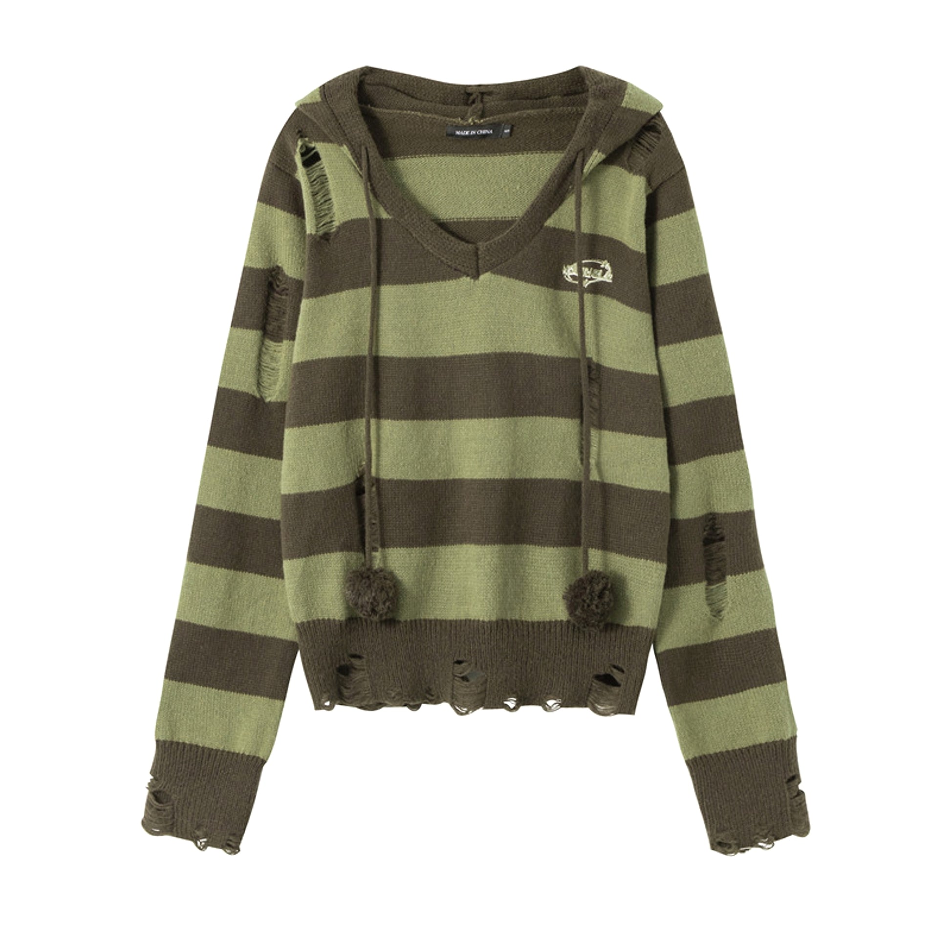 Autumn Hooded Sweater Women Contrast Stripe Thin - enhanced image 8