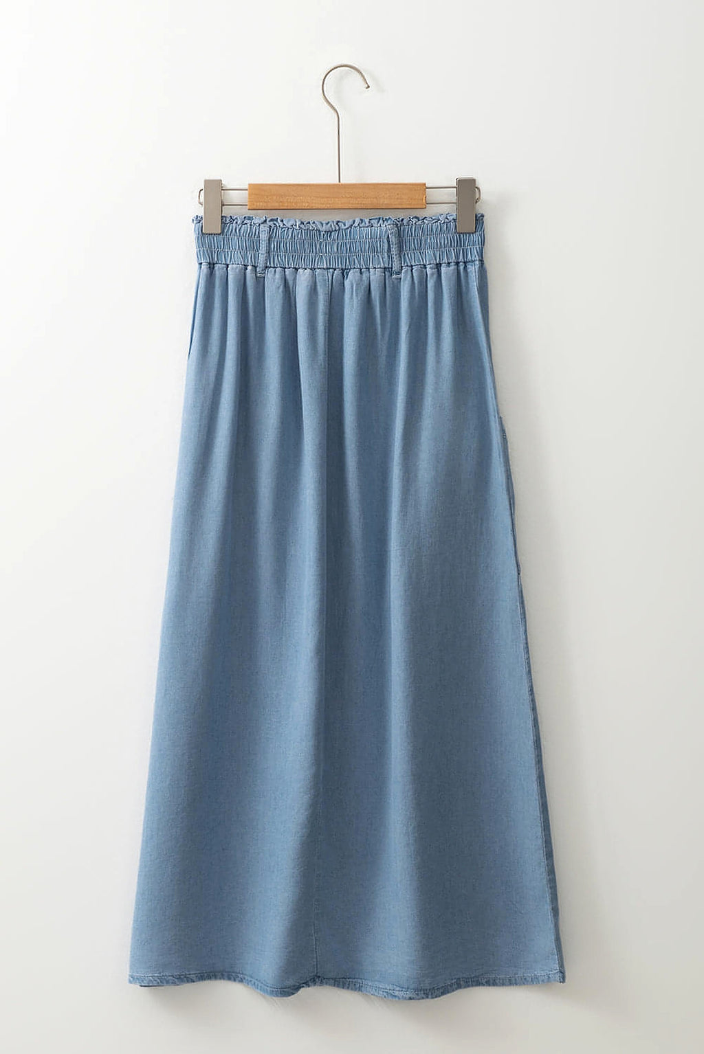 Beau Blue Buttoned Front High Waist Side Pockets Denim Maxi Skirt - enhanced image 8
