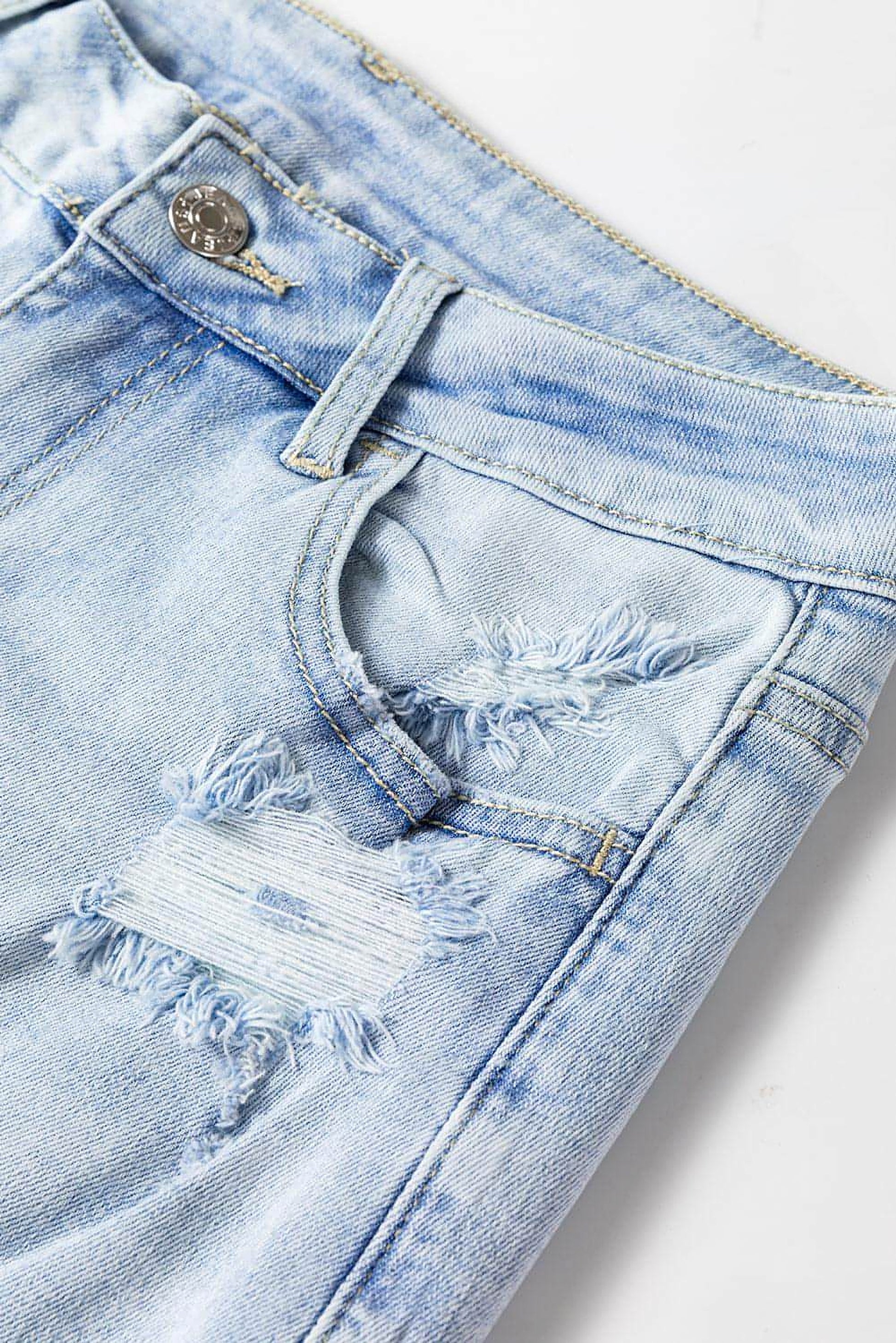 Beau Blue Vintage Light Wash Distressed Flare Jeans - enhanced image 8