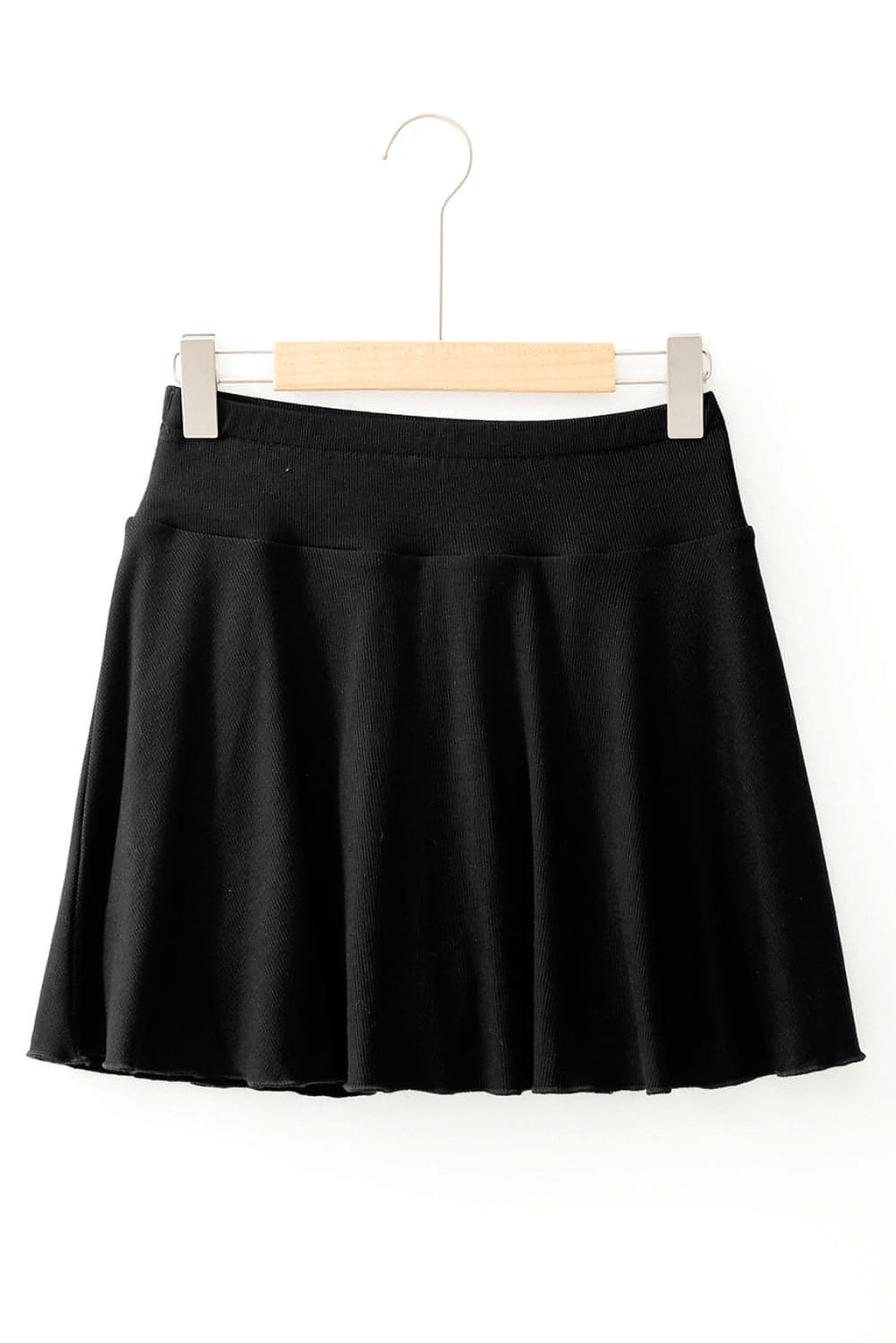 Black A-line Draped High Waist Phone Pocket Lined Skort - enhanced image 8