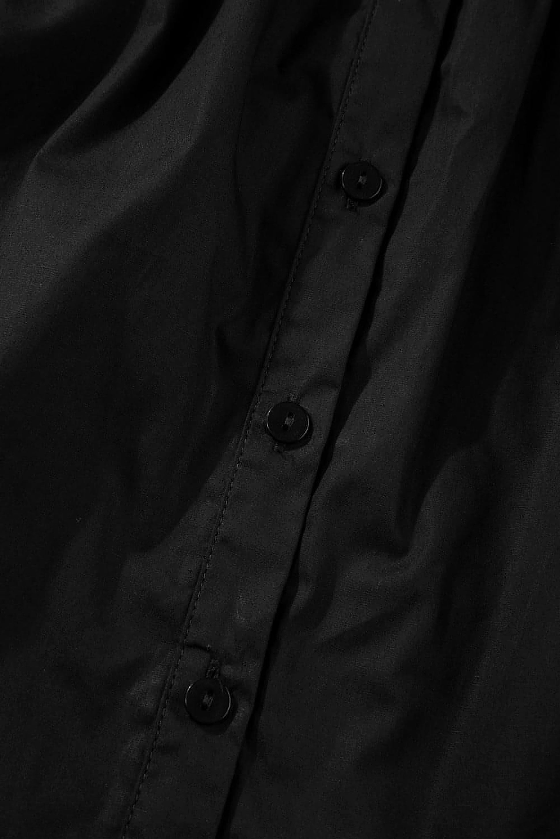 Black Crisp Puff Sleeve Loose Shirt - enhanced image 8