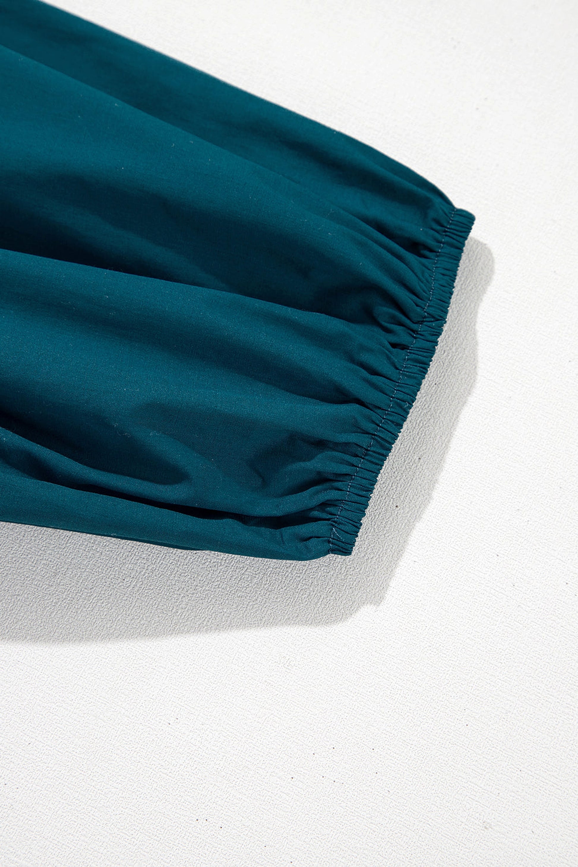 Blue Sapphire Colorblock Split V Neck Puff Sleeve Mini Dress - enhanced image 8