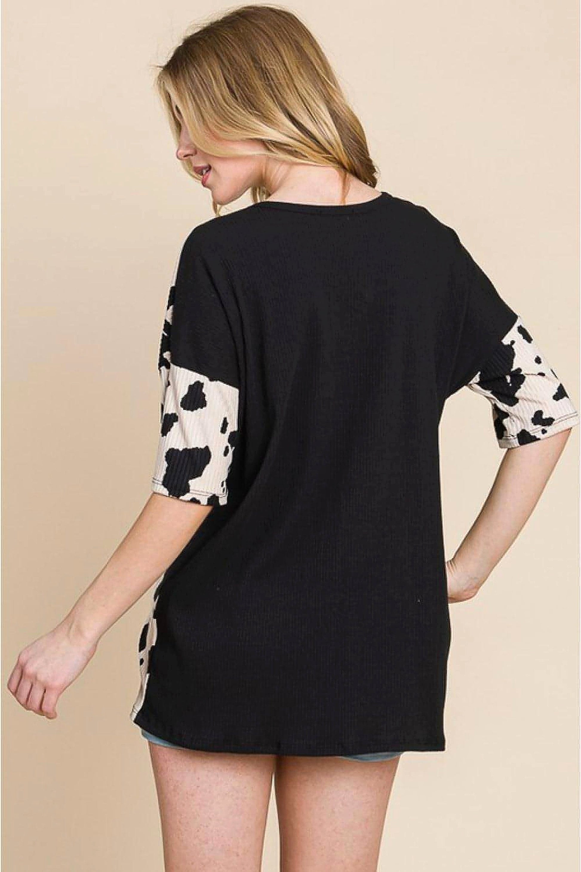 BOMBOM Rodeo Love Ribbed Animal Contrast Tee - enhanced image 8